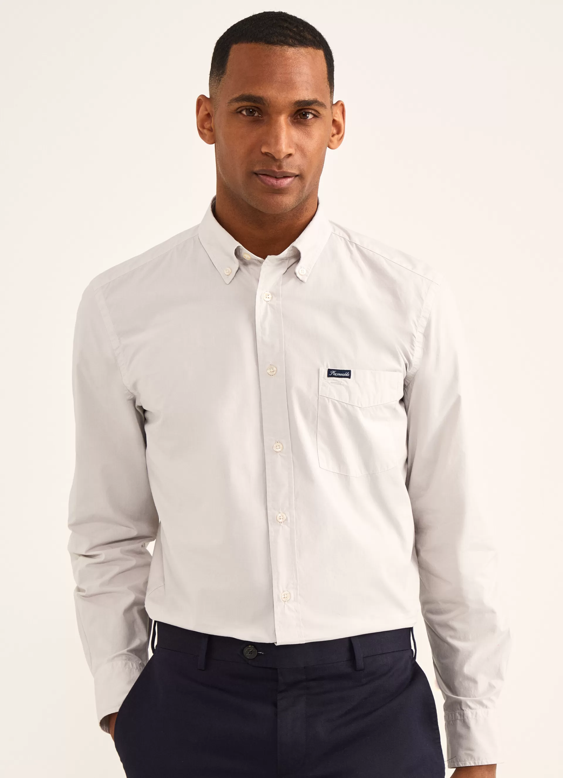 Chemises>Façonnable Chemise Unie En Coton Natural