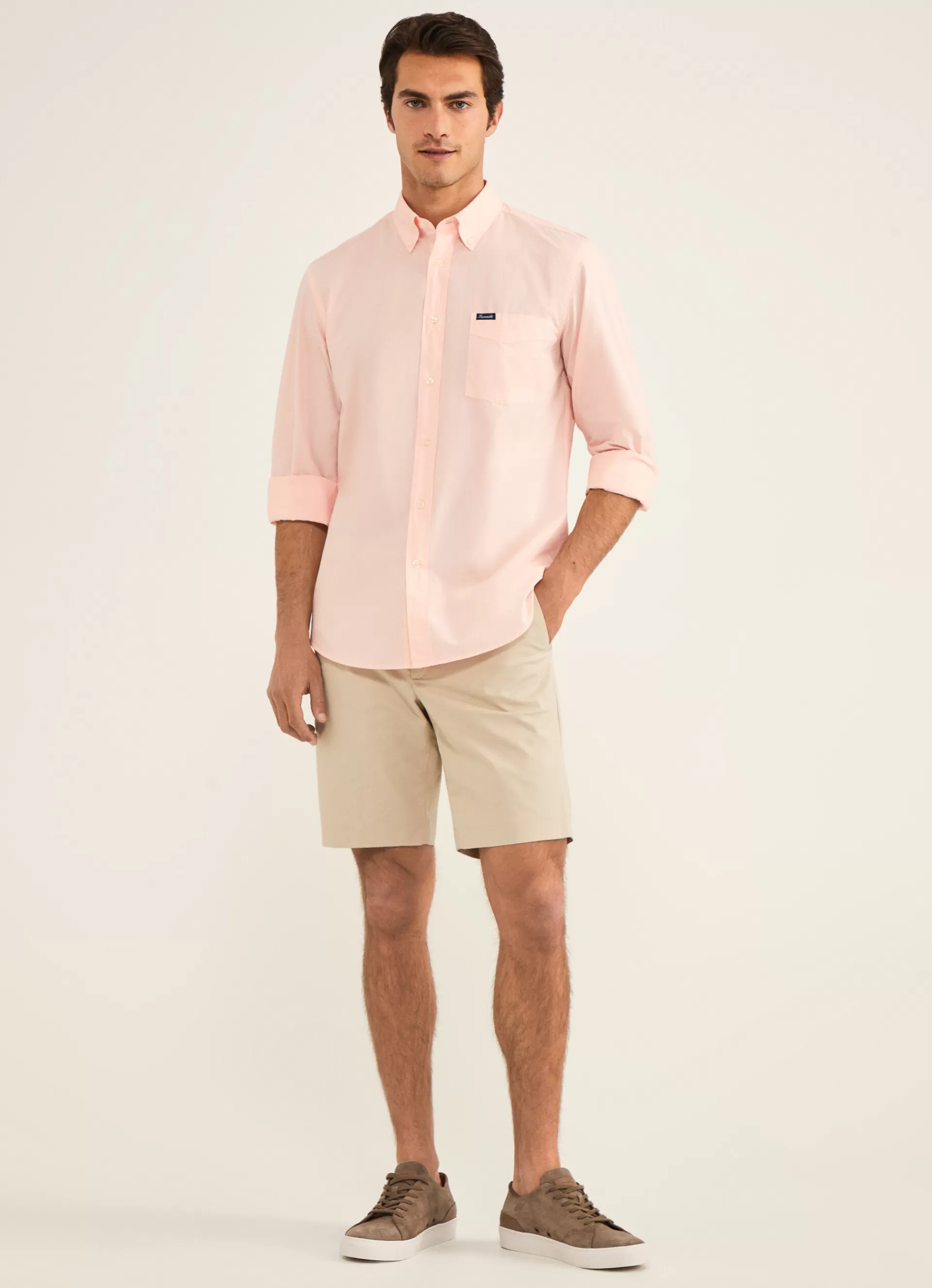 Chemises>Façonnable Chemise Unie En Coton Pink