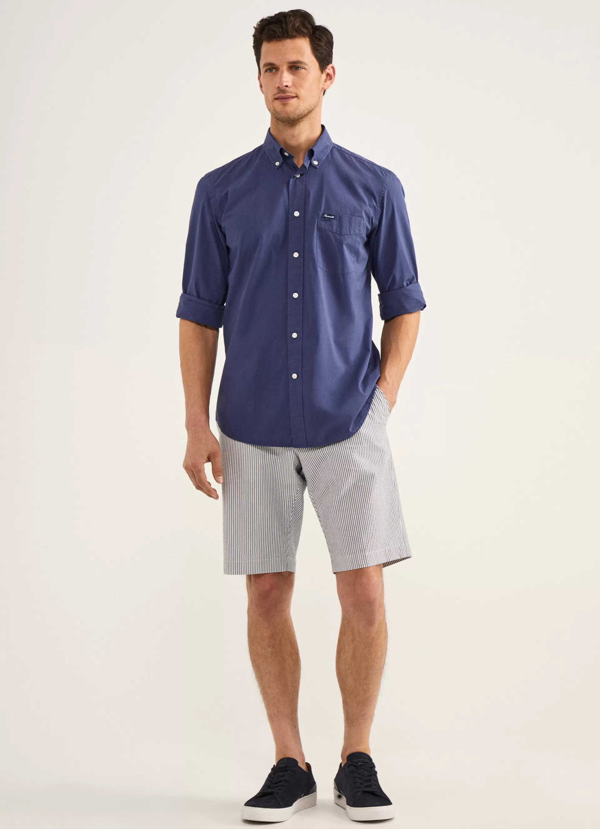 Chemises>Façonnable Chemise Unie En Coton Pop Blue