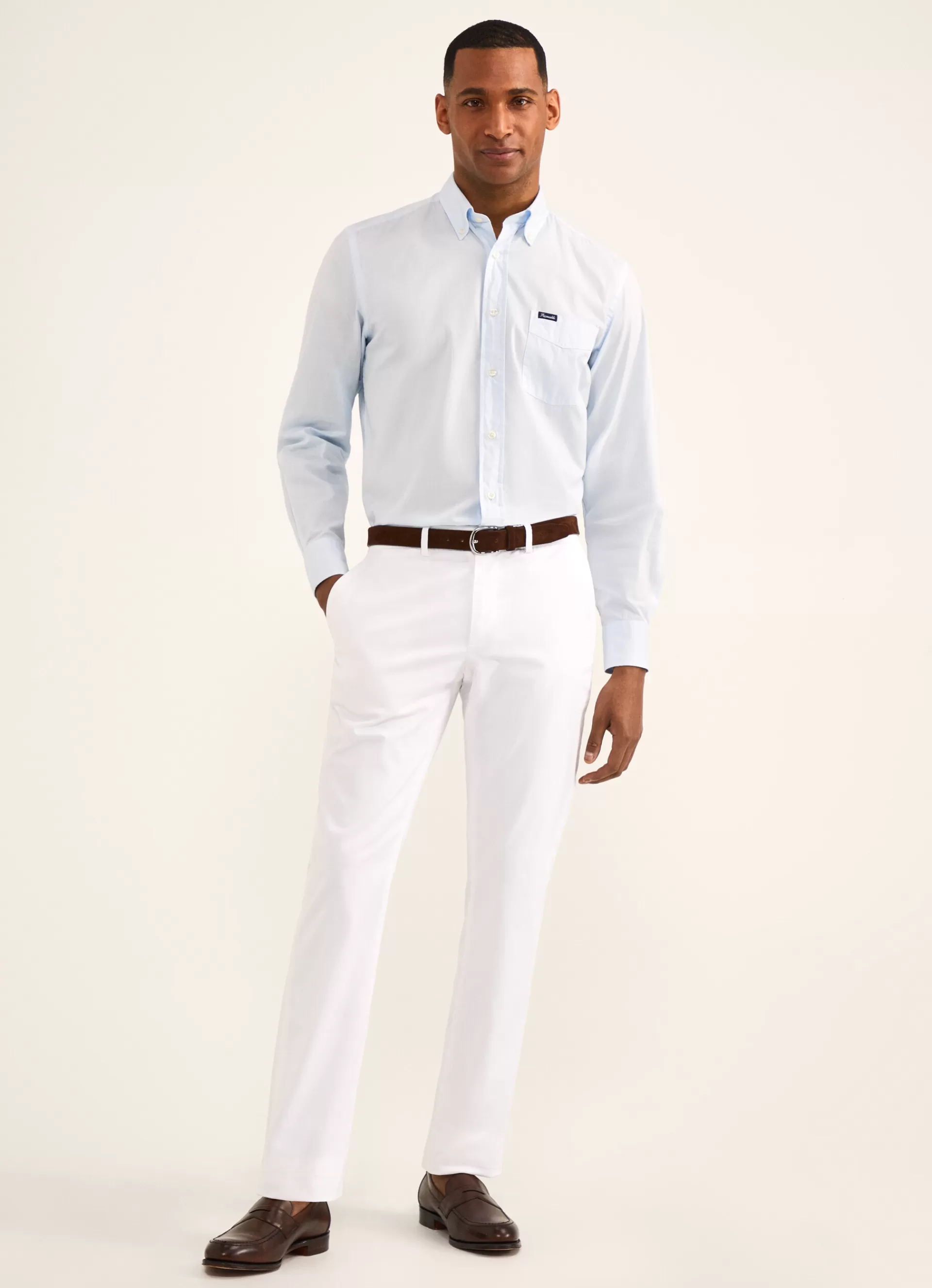 Chemises>Façonnable Chemise Unie En Coton Horizon Blue