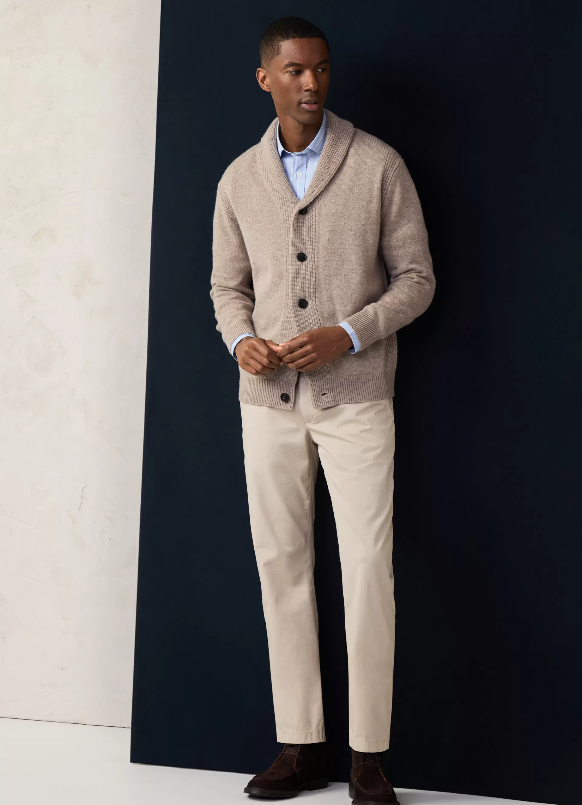 Pantalons>Façonnable Chino En Serge De Coton Light Beige