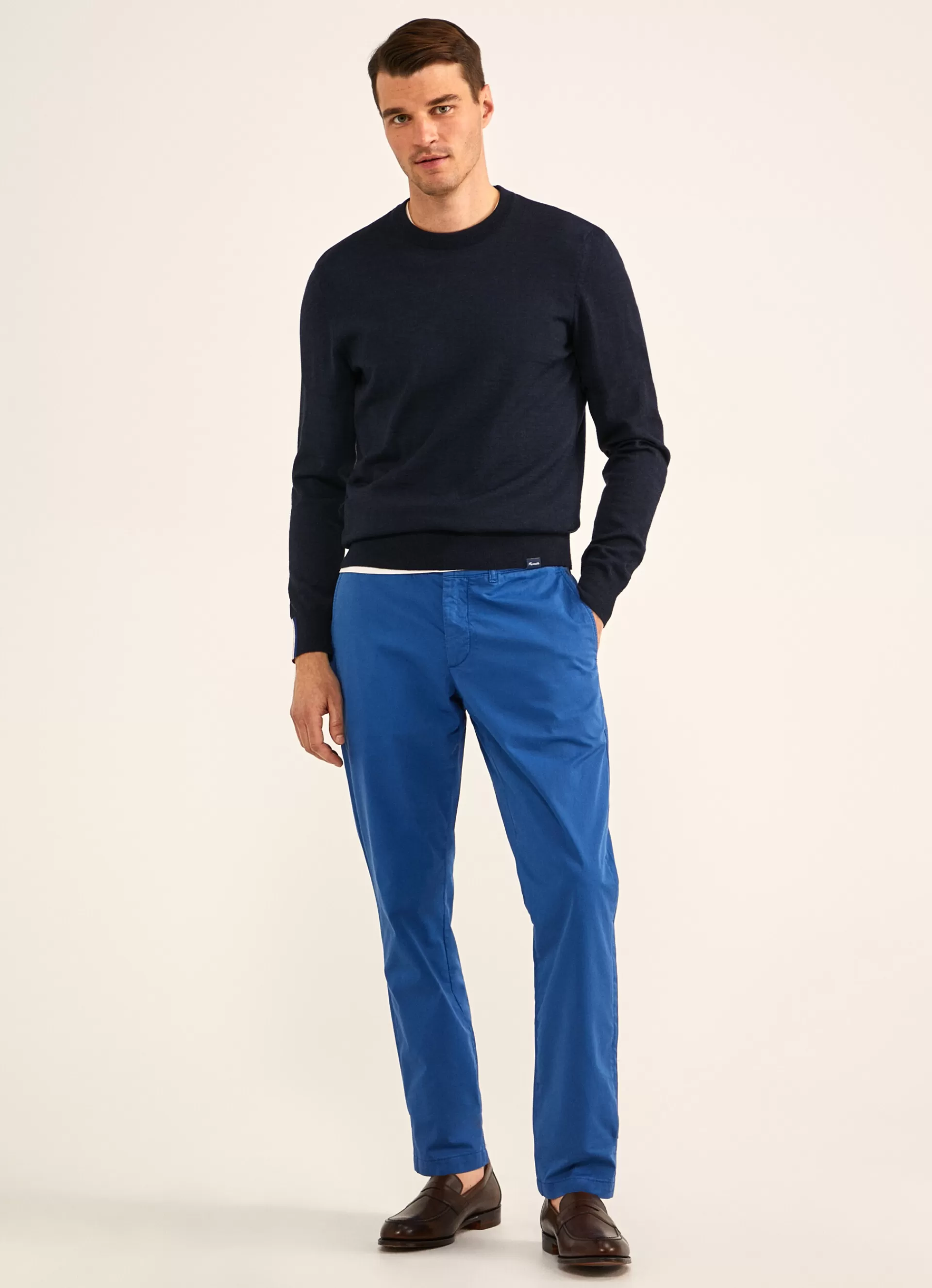 Pantalons>Façonnable Chino En Serge De Coton Blue