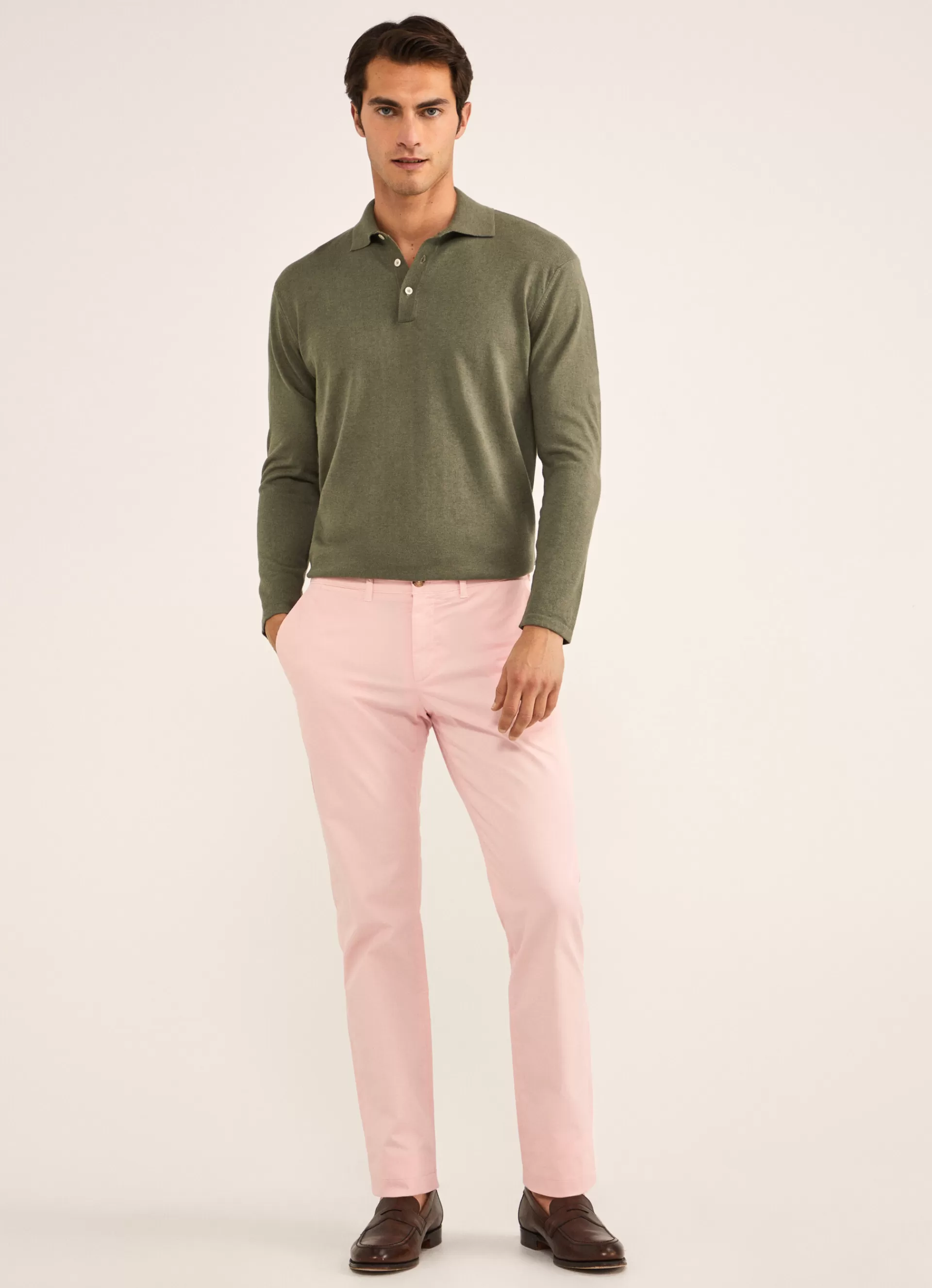 Pantalons>Façonnable Chino En Serge De Coton Pink
