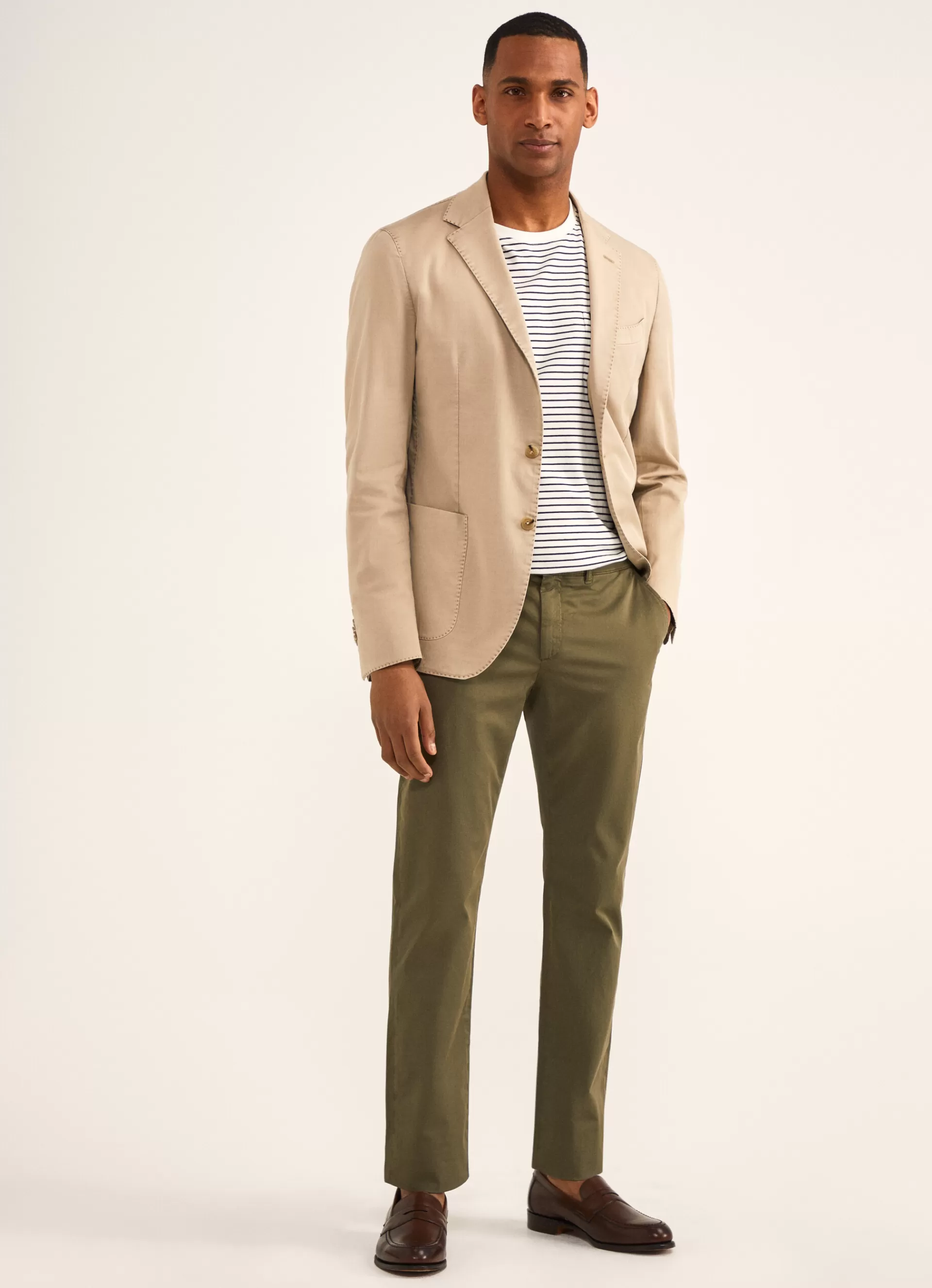 Pantalons>Façonnable Chino En Serge De Coton Khaki Green