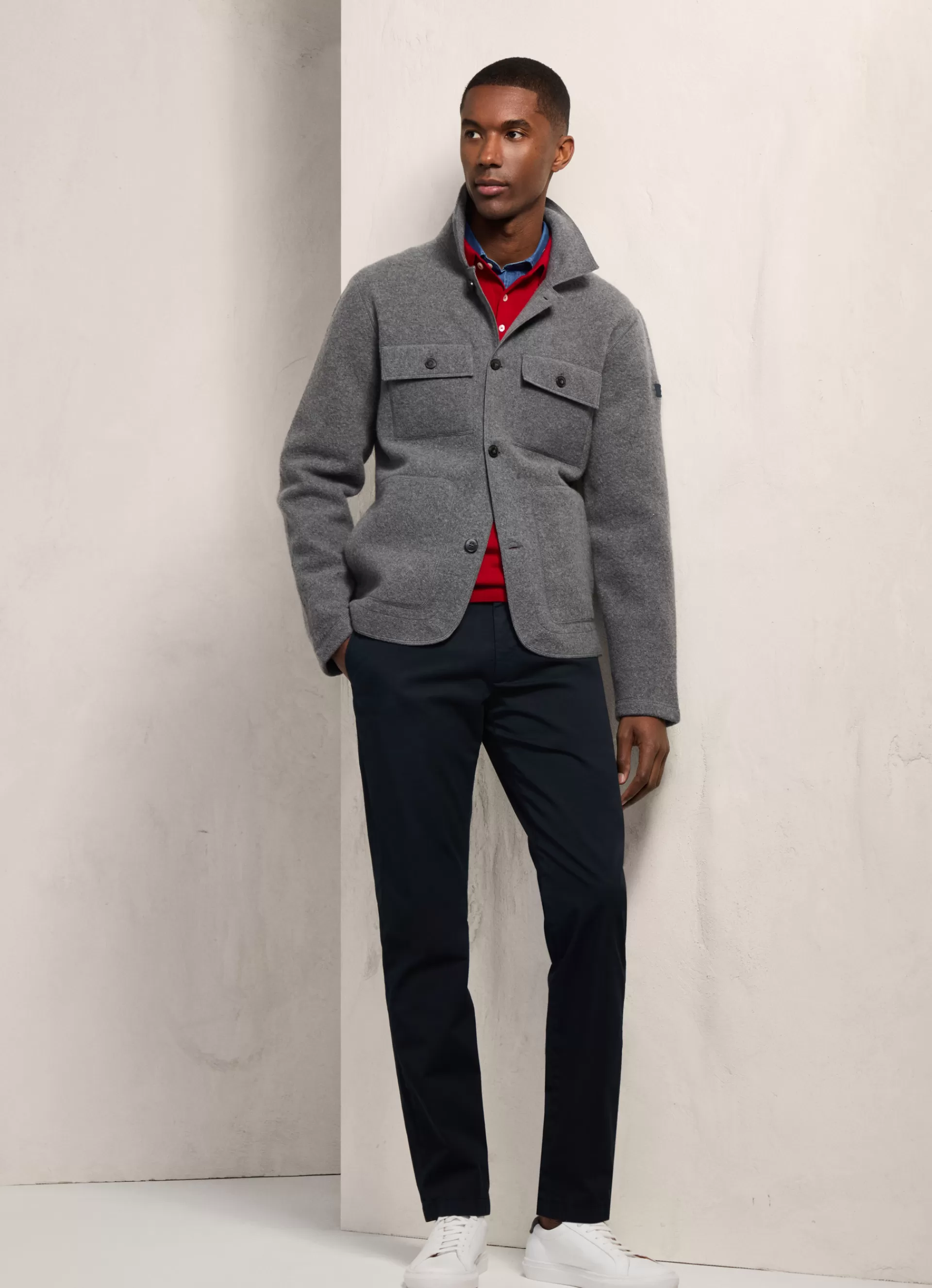 Pantalons>Façonnable Chino En Serge De Coton Marine