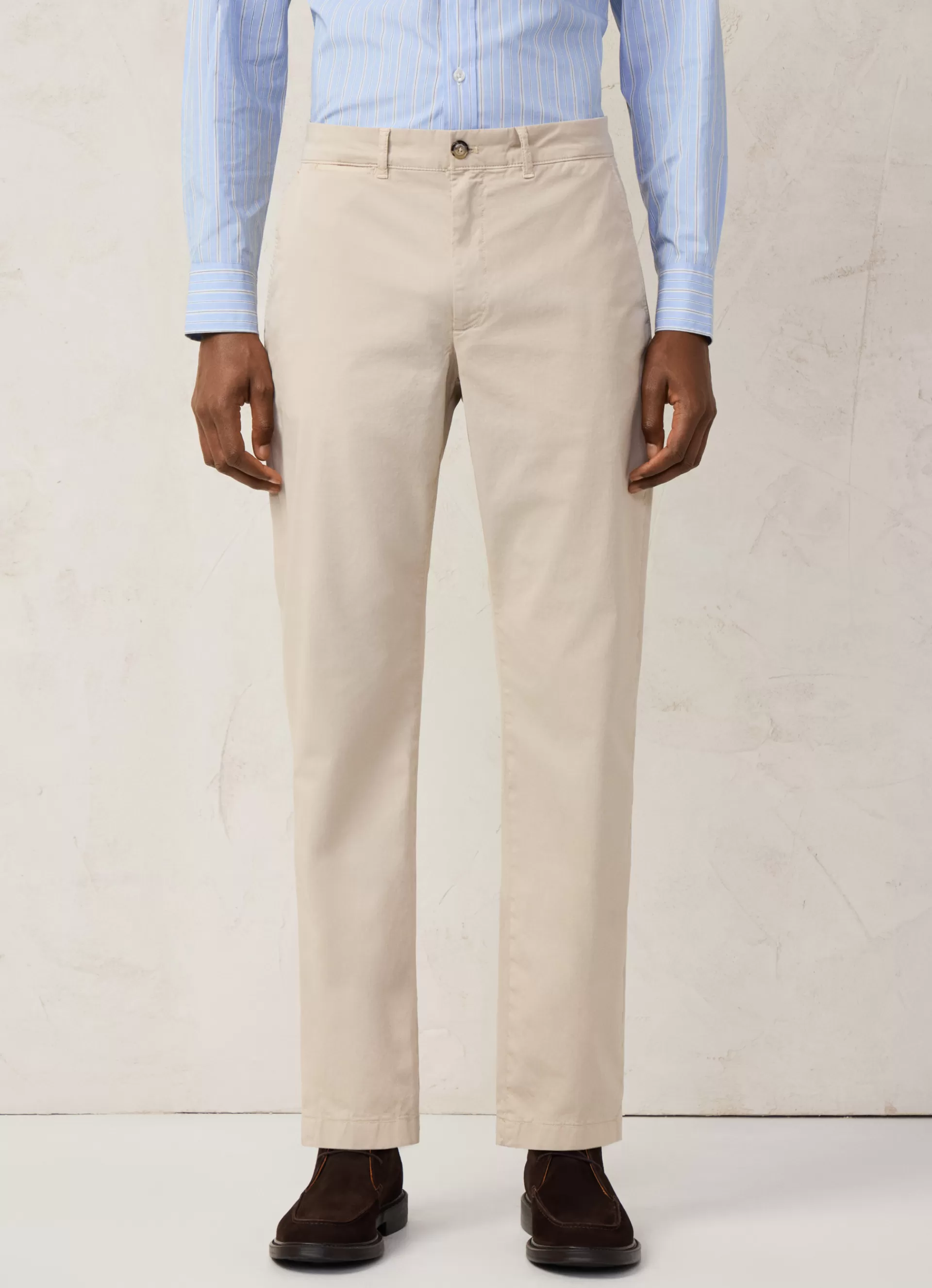 Pantalons>Façonnable Chino En Serge De Coton Light Beige