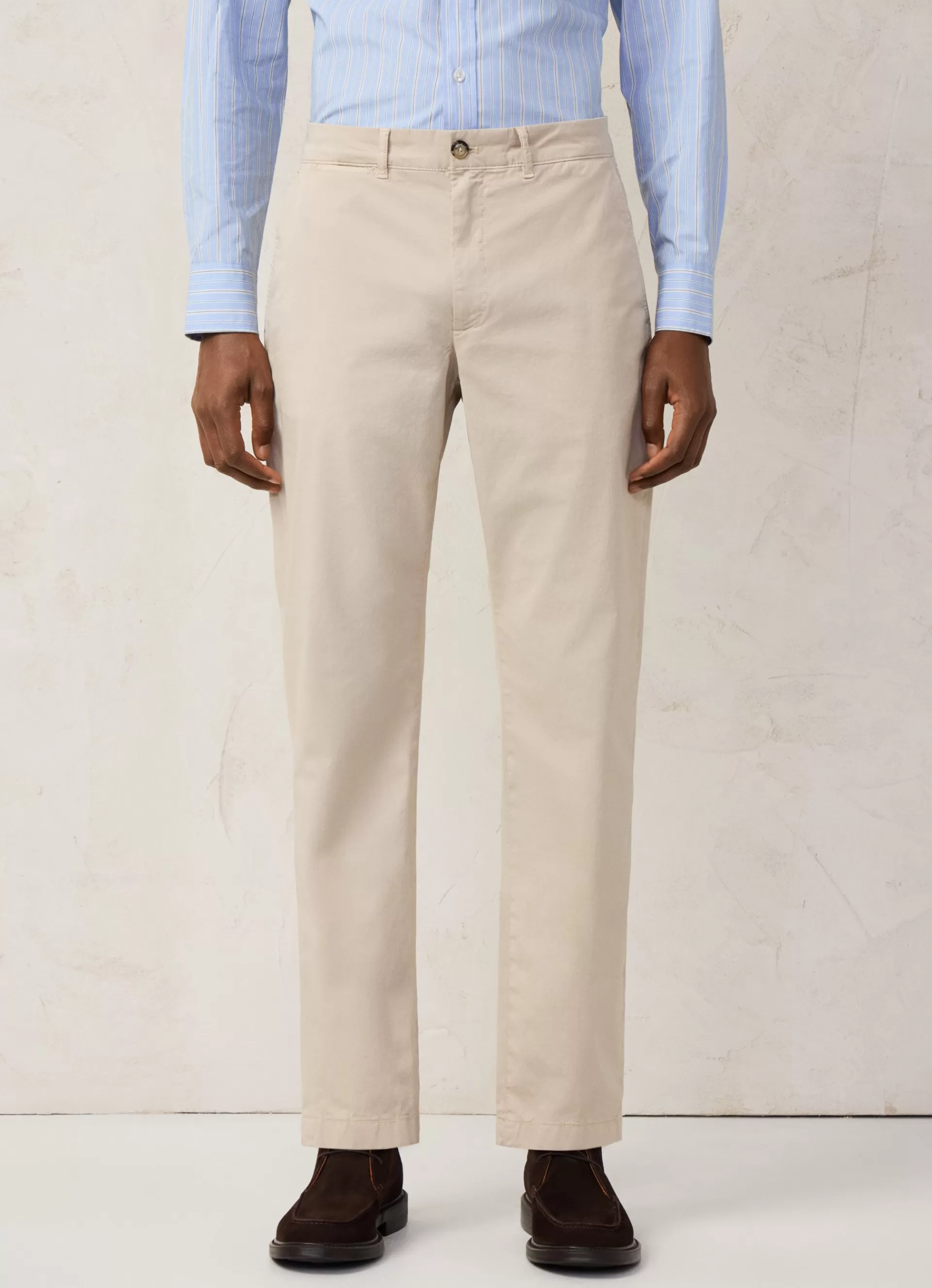 Pantalons>Façonnable Chino En Serge De Coton Light Beige
