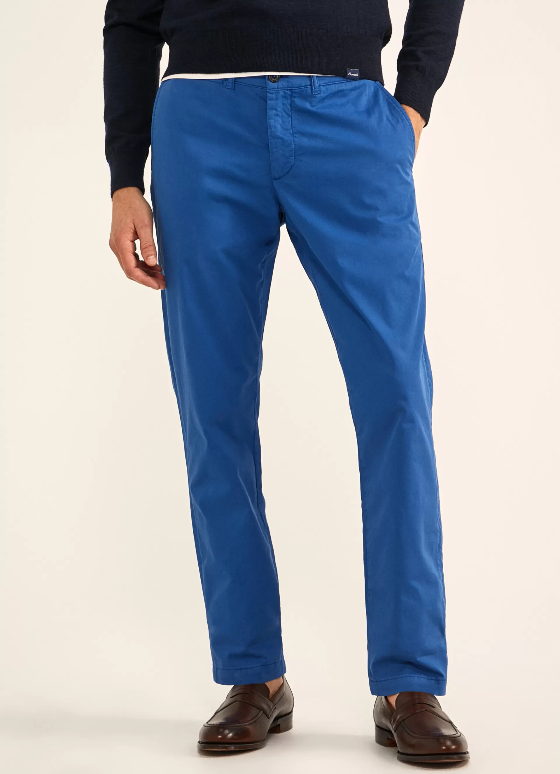 Pantalons>Façonnable Chino En Serge De Coton Blue