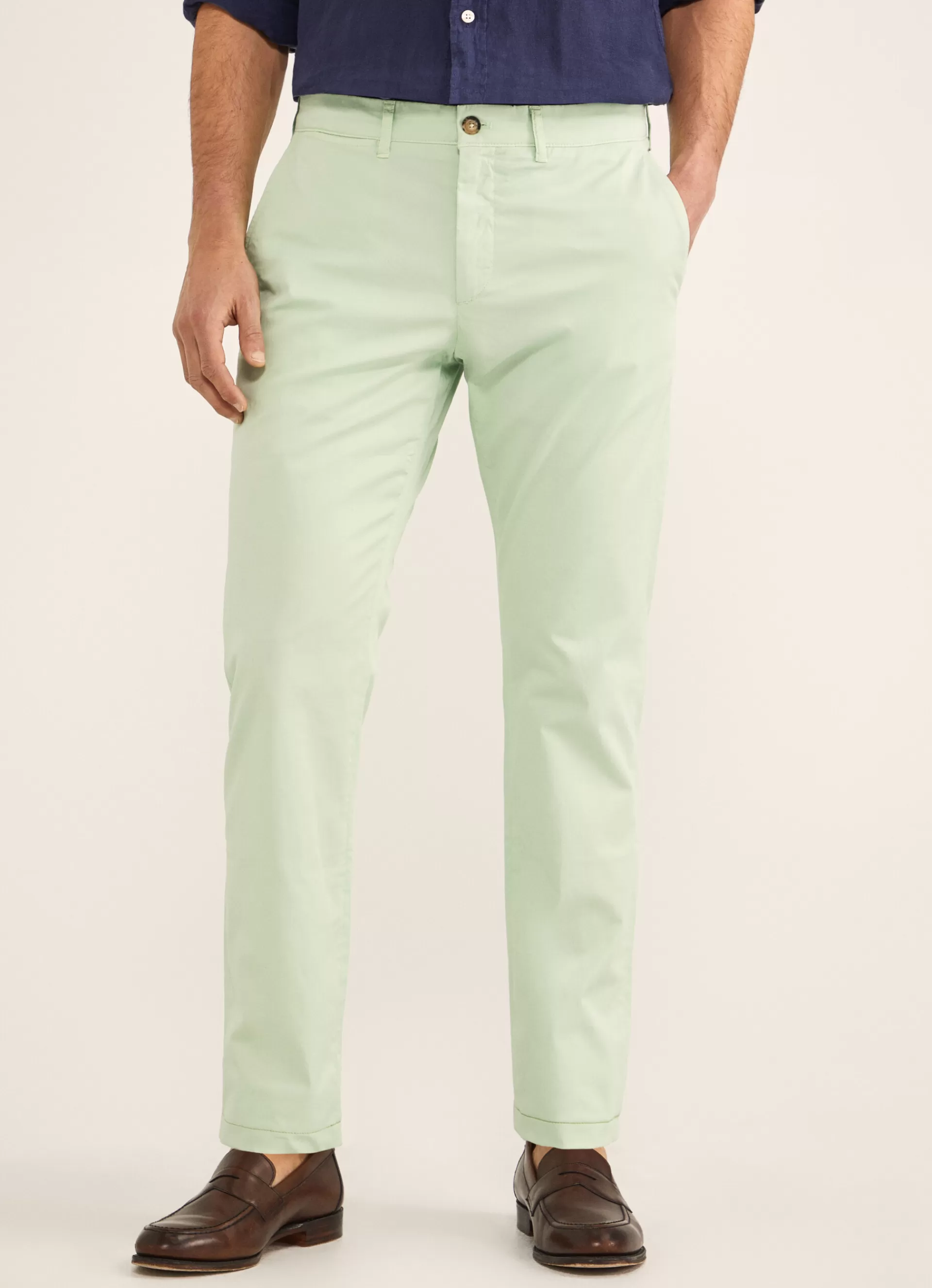 Pantalons>Façonnable Chino En Serge De Coton Light Green