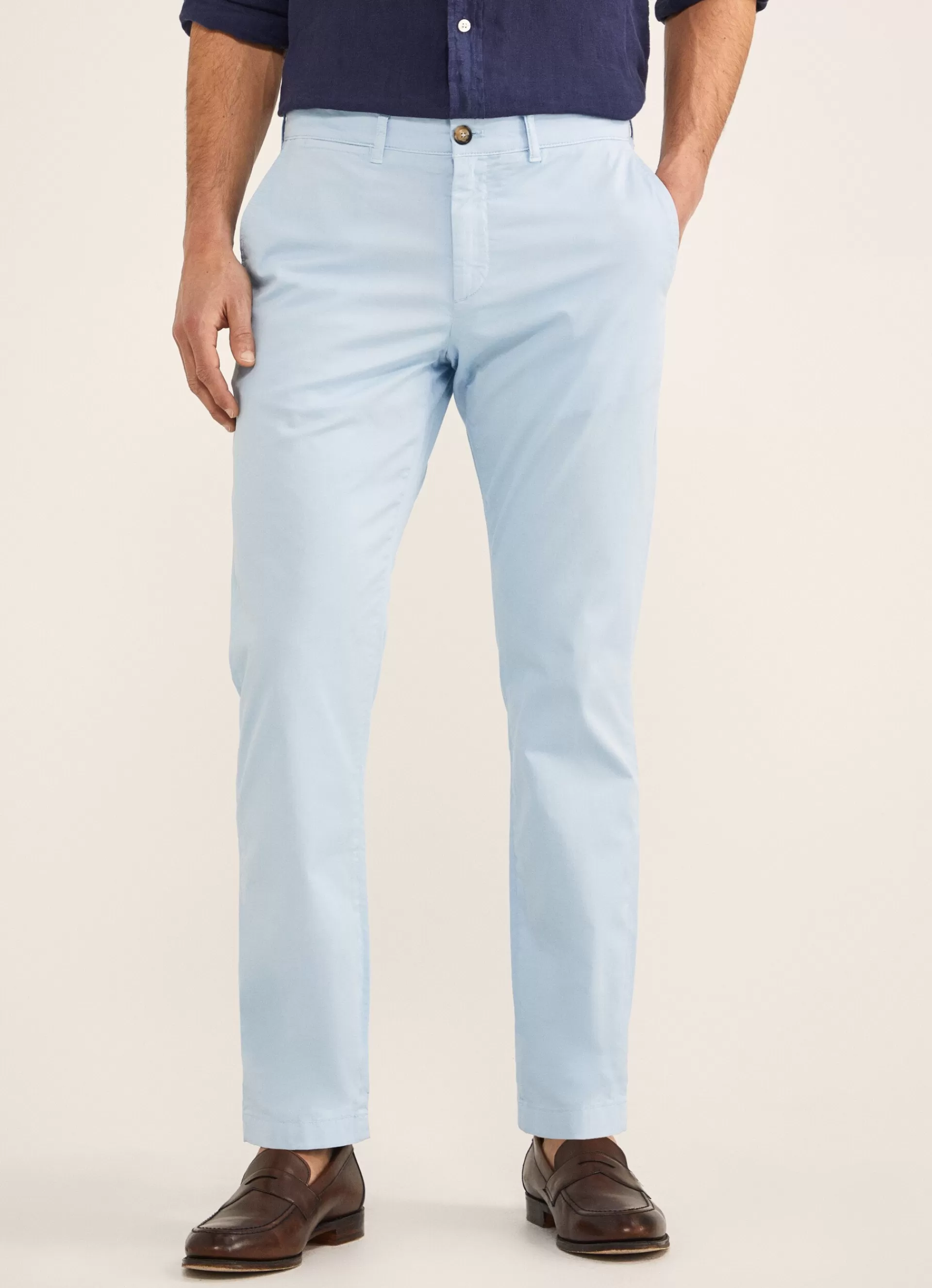 Pantalons>Façonnable Chino En Serge De Coton Horizon Blue