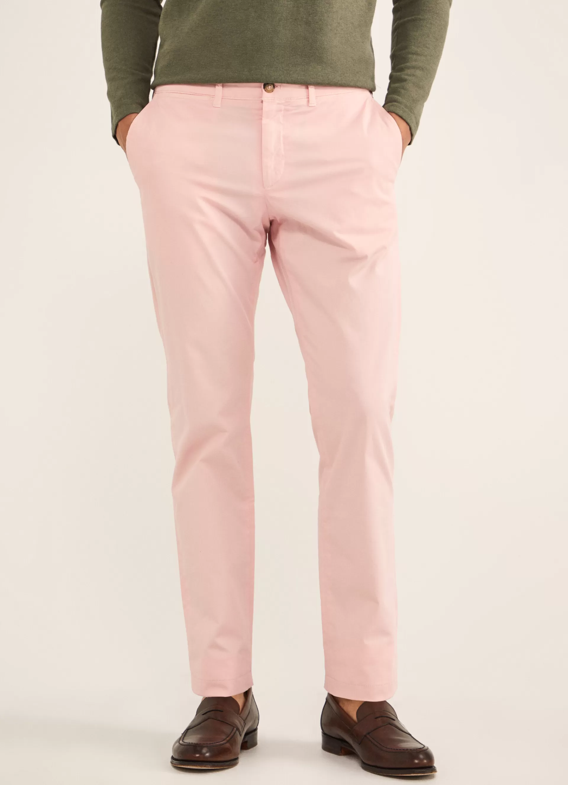 Pantalons>Façonnable Chino En Serge De Coton Pink