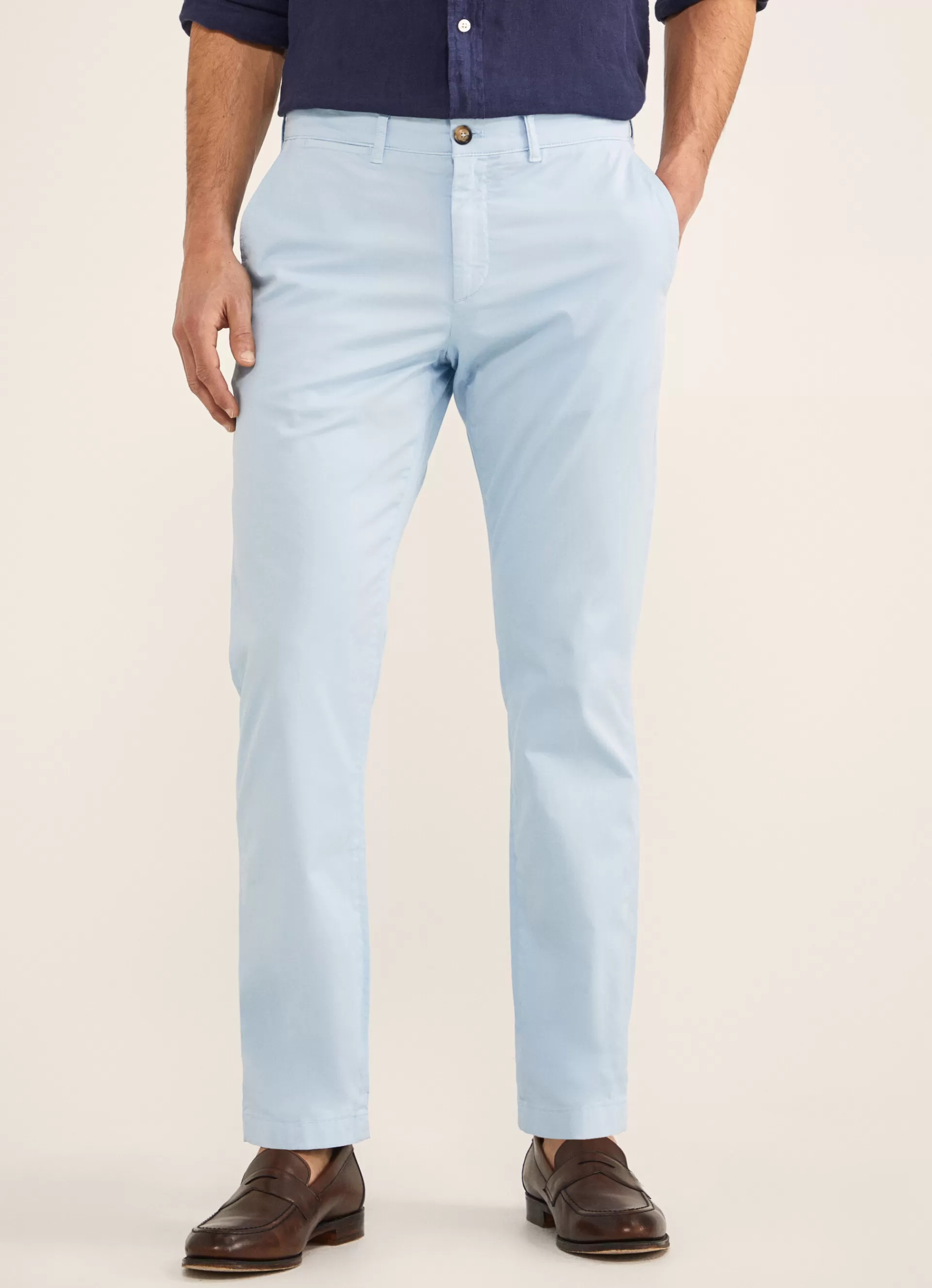Pantalons>Façonnable Chino En Serge De Coton Horizon Blue
