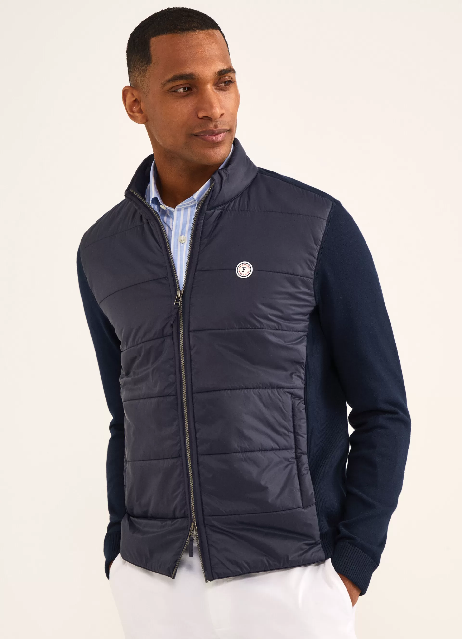 Manteaux Et Blousons>Façonnable Gilet Rembourre Bi-Matiere Marine