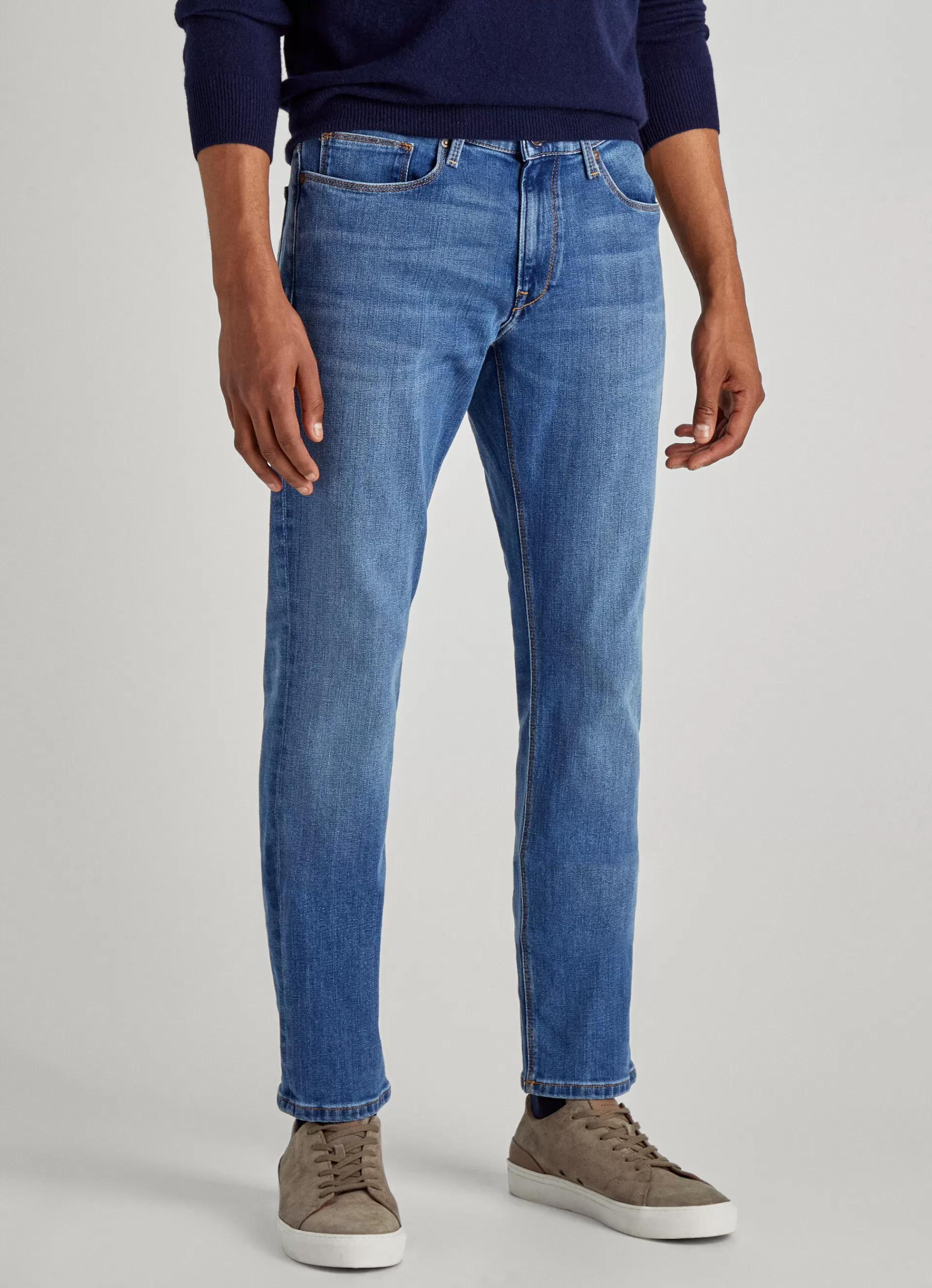 Pantalons>Façonnable Pantalon A 5 Poches En Gabardine Denim/Lt Blu