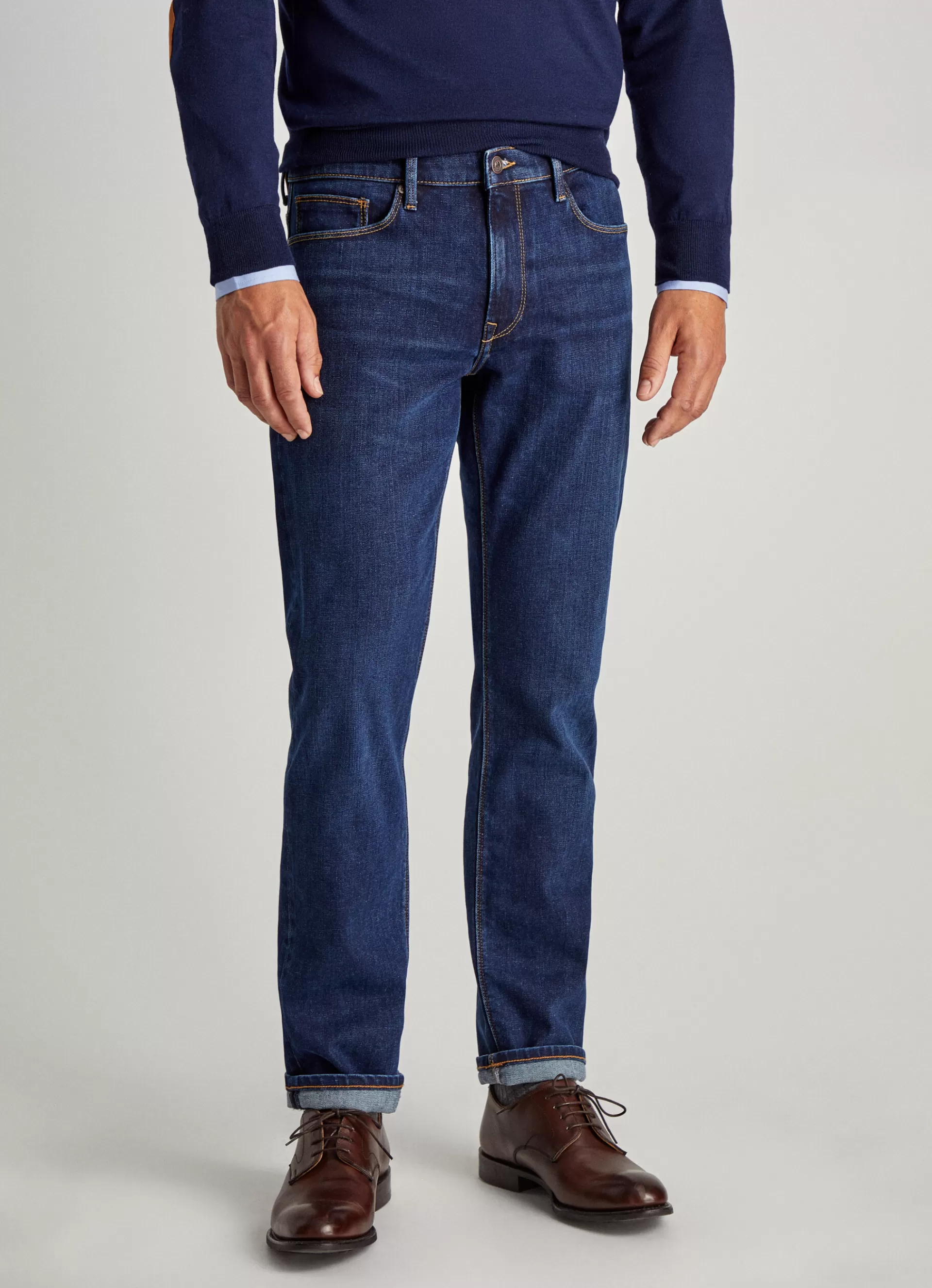 Pantalons>Façonnable Pantalon A 5 Poches En Gabardine Denim/Navy