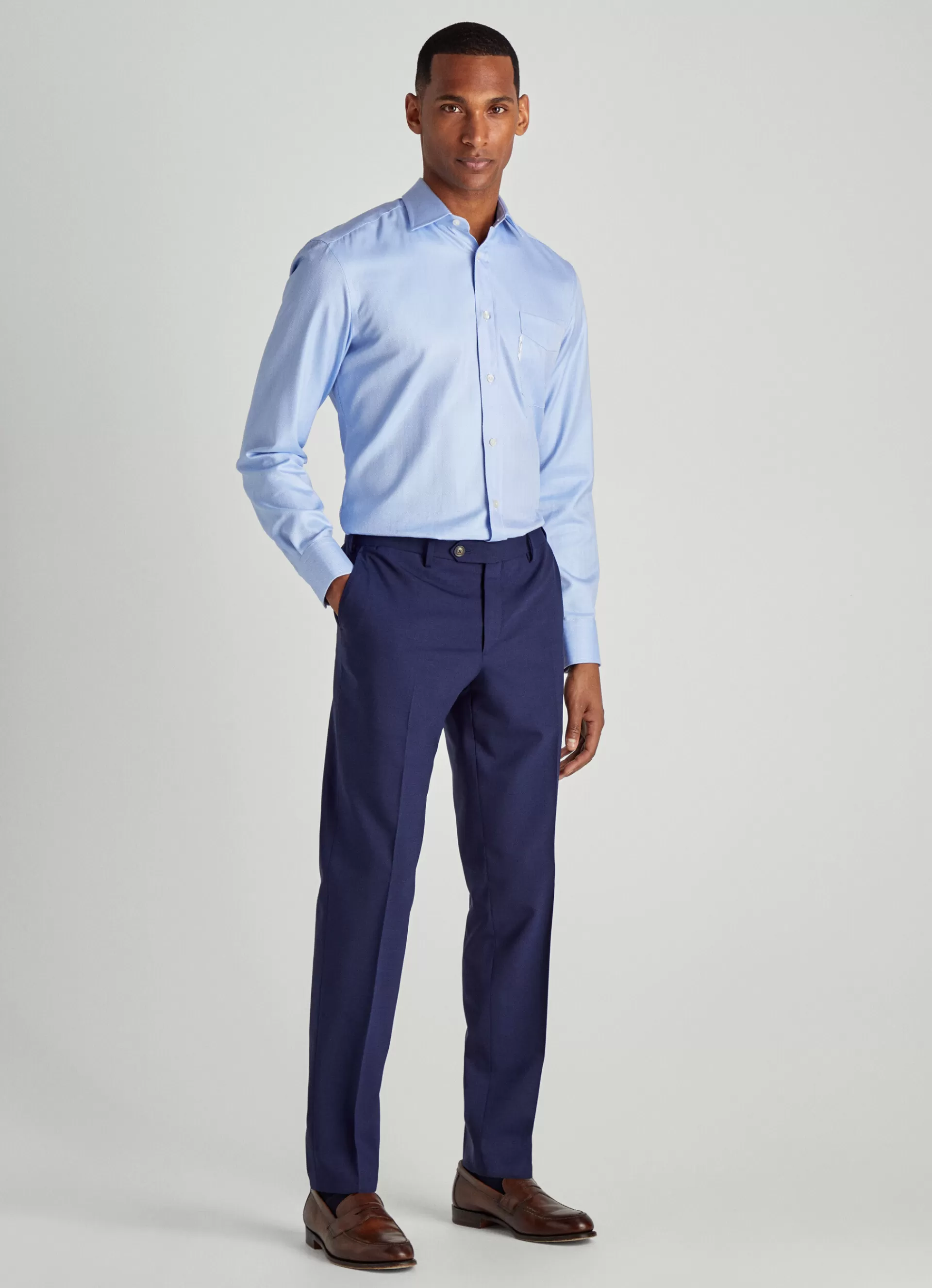 Pantalons>Façonnable Pantalon De Voyage En Laine Vierge Marine