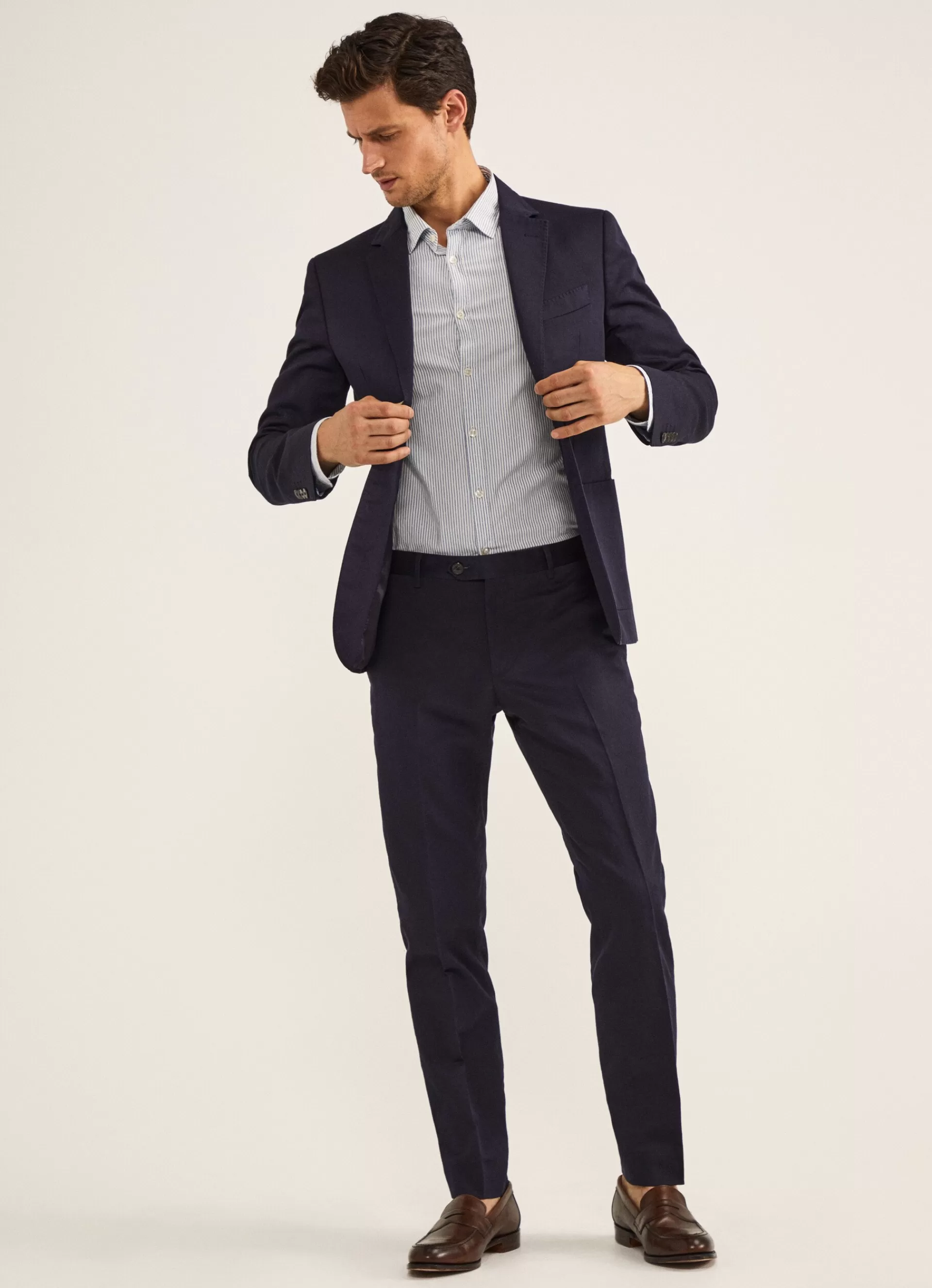 Pantalons>Façonnable Pantalon En Lin Et En Coton Marine