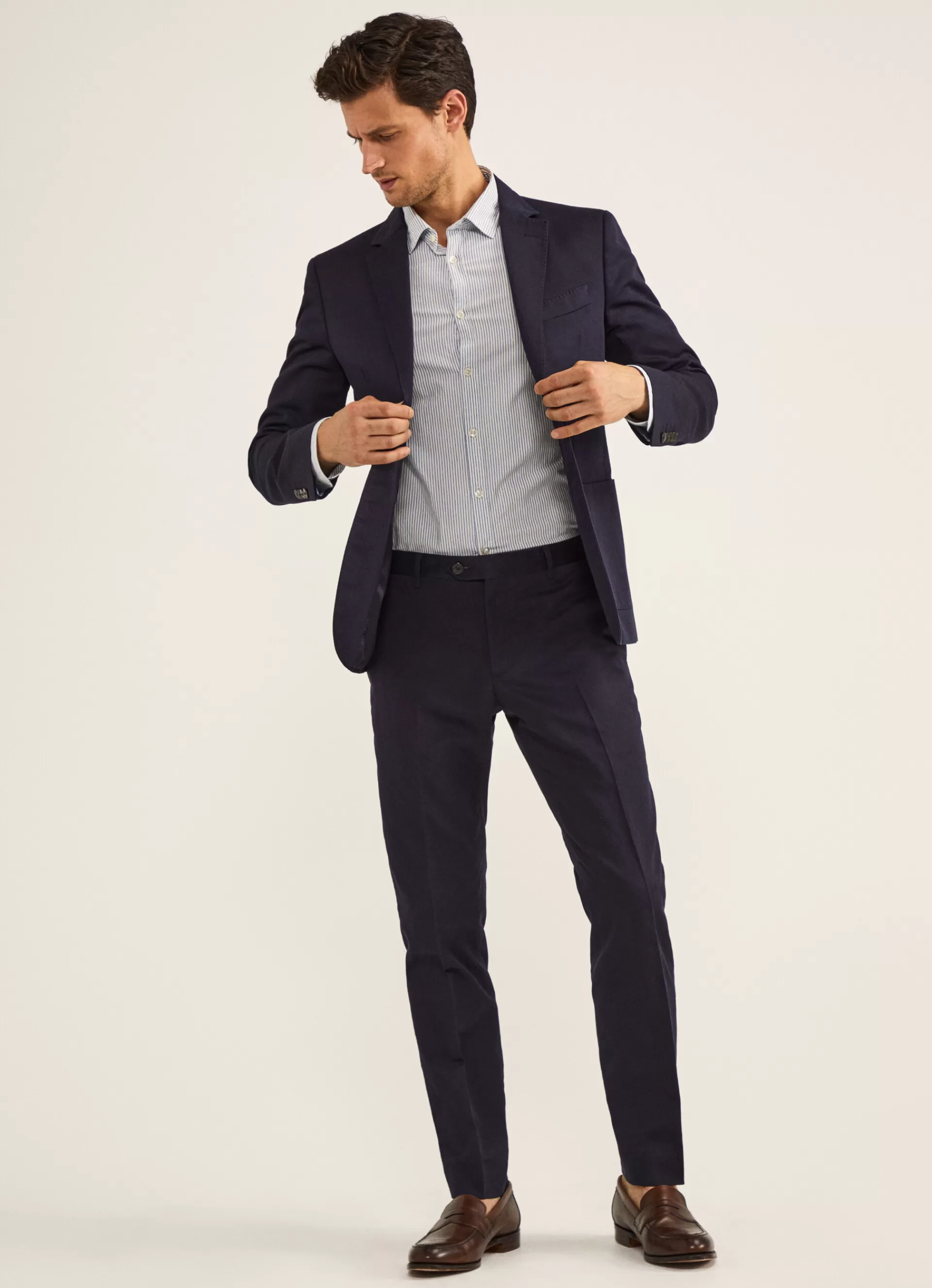 Pantalons>Façonnable Pantalon En Lin Et En Coton Marine