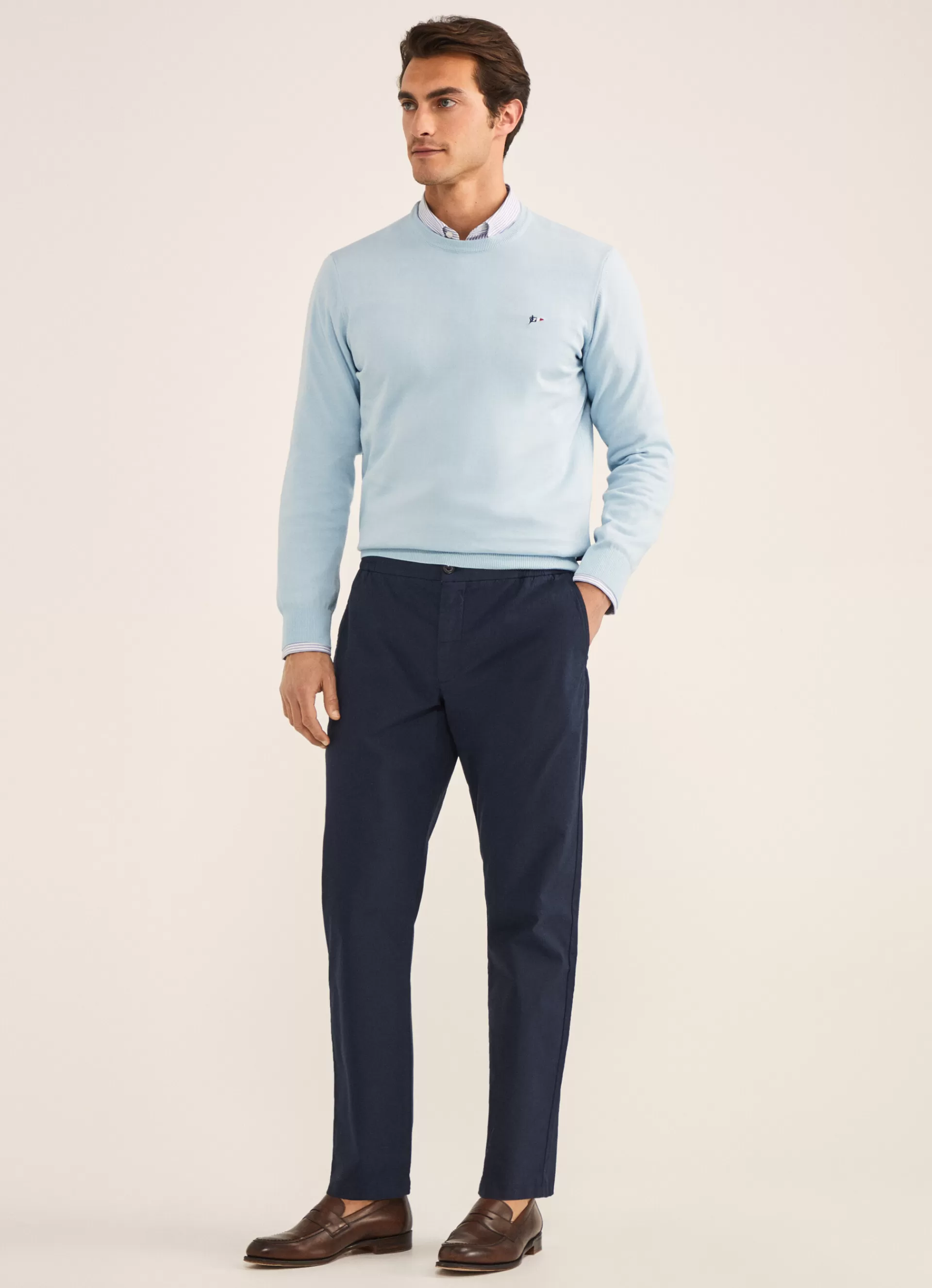 Pantalons>Façonnable Pantalon En Popeline Elastique Marine