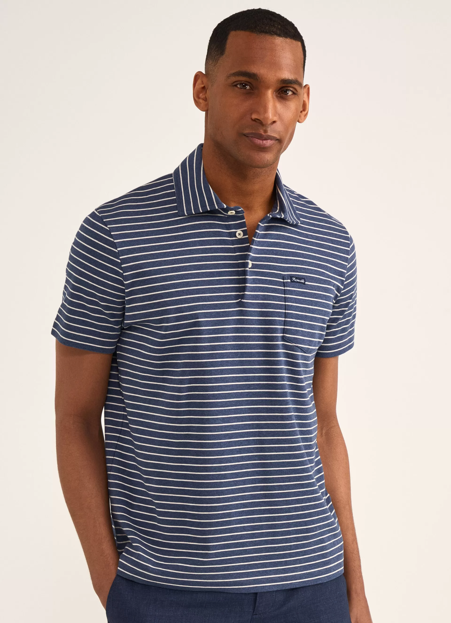 Polos>Façonnable Polo A Rayures Blue/White