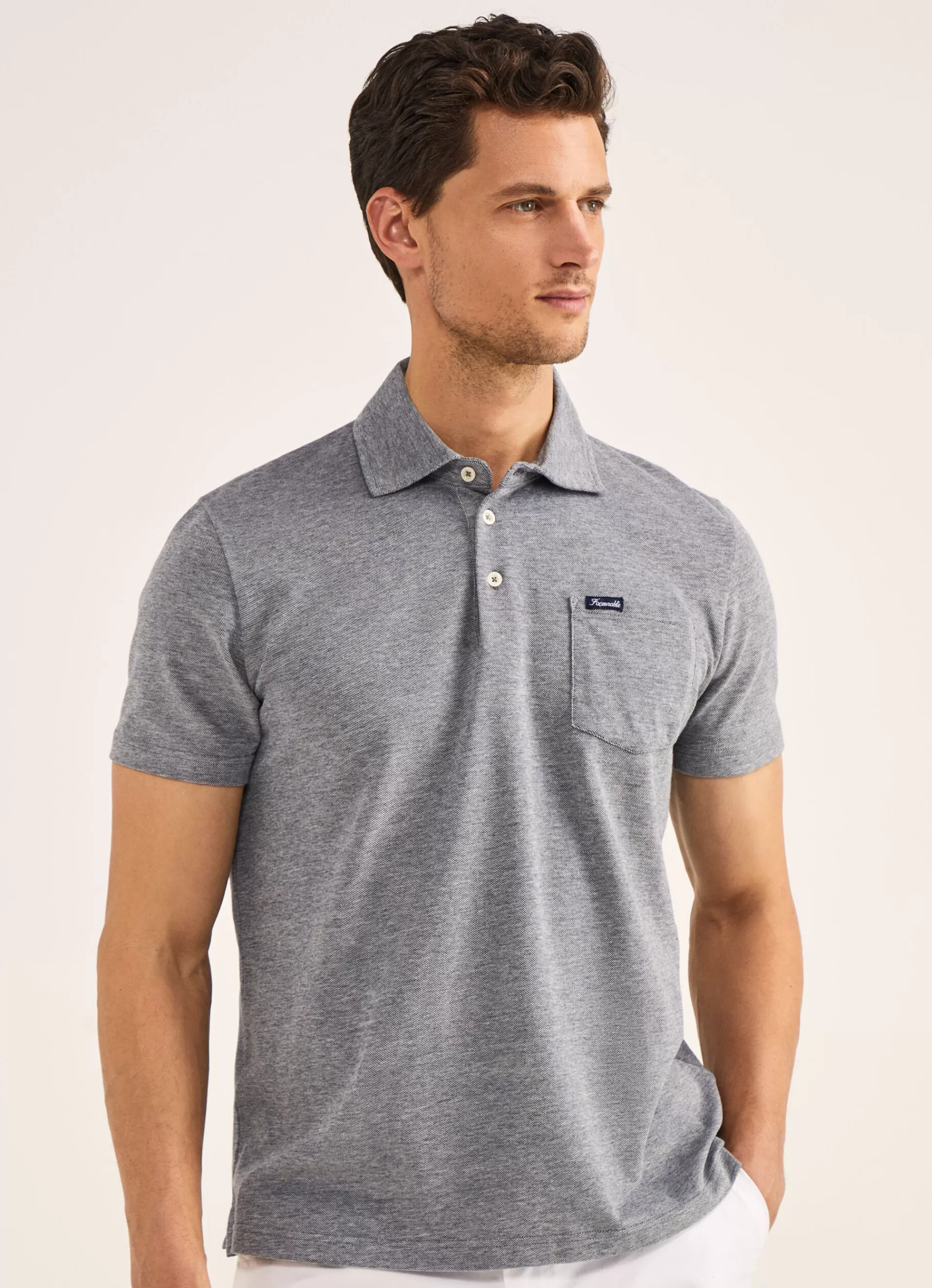 Polos>Façonnable Polo En Coton Melange Pop Blue