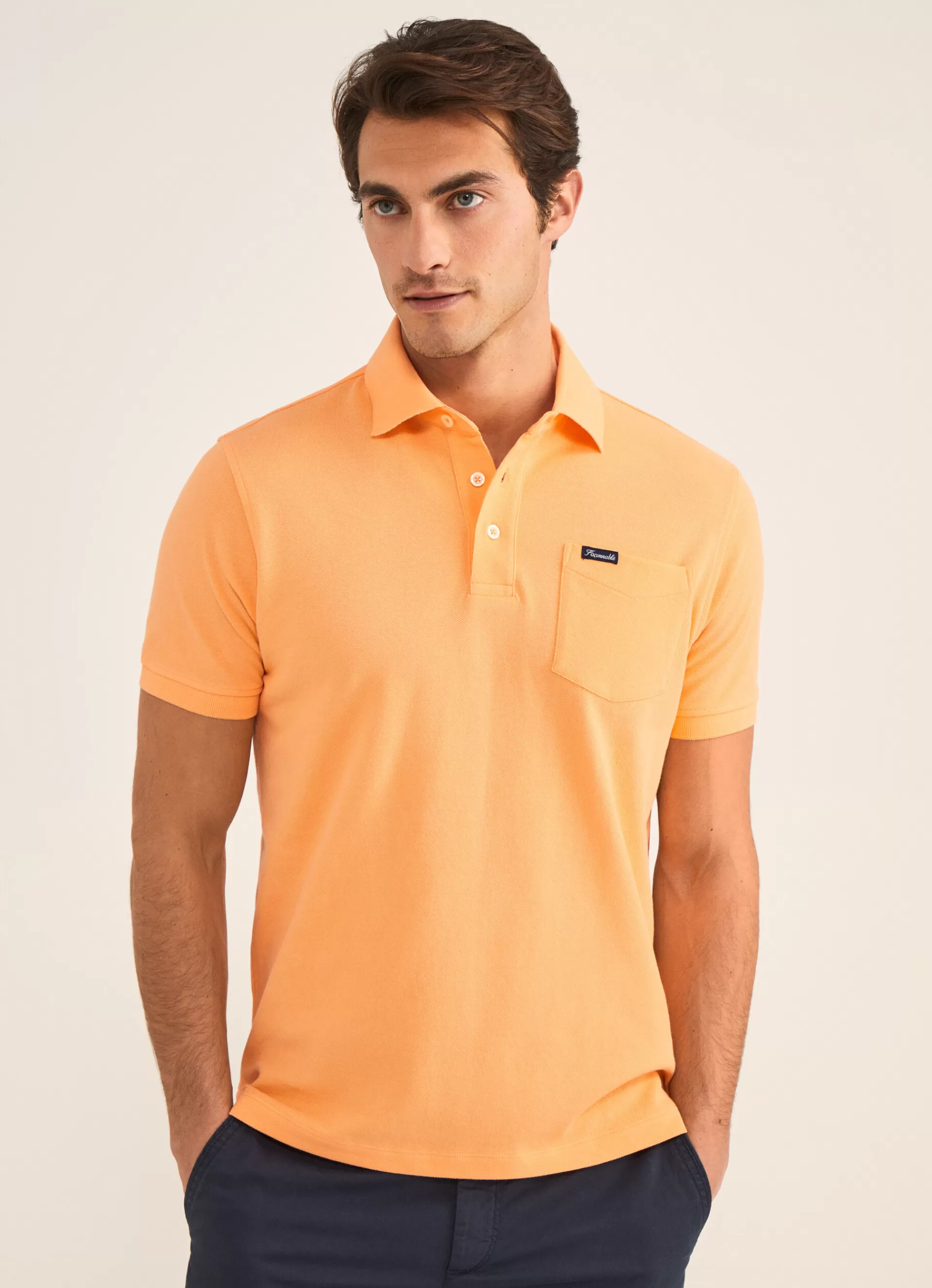 Polos>Façonnable Polo En Pique Acid Orange