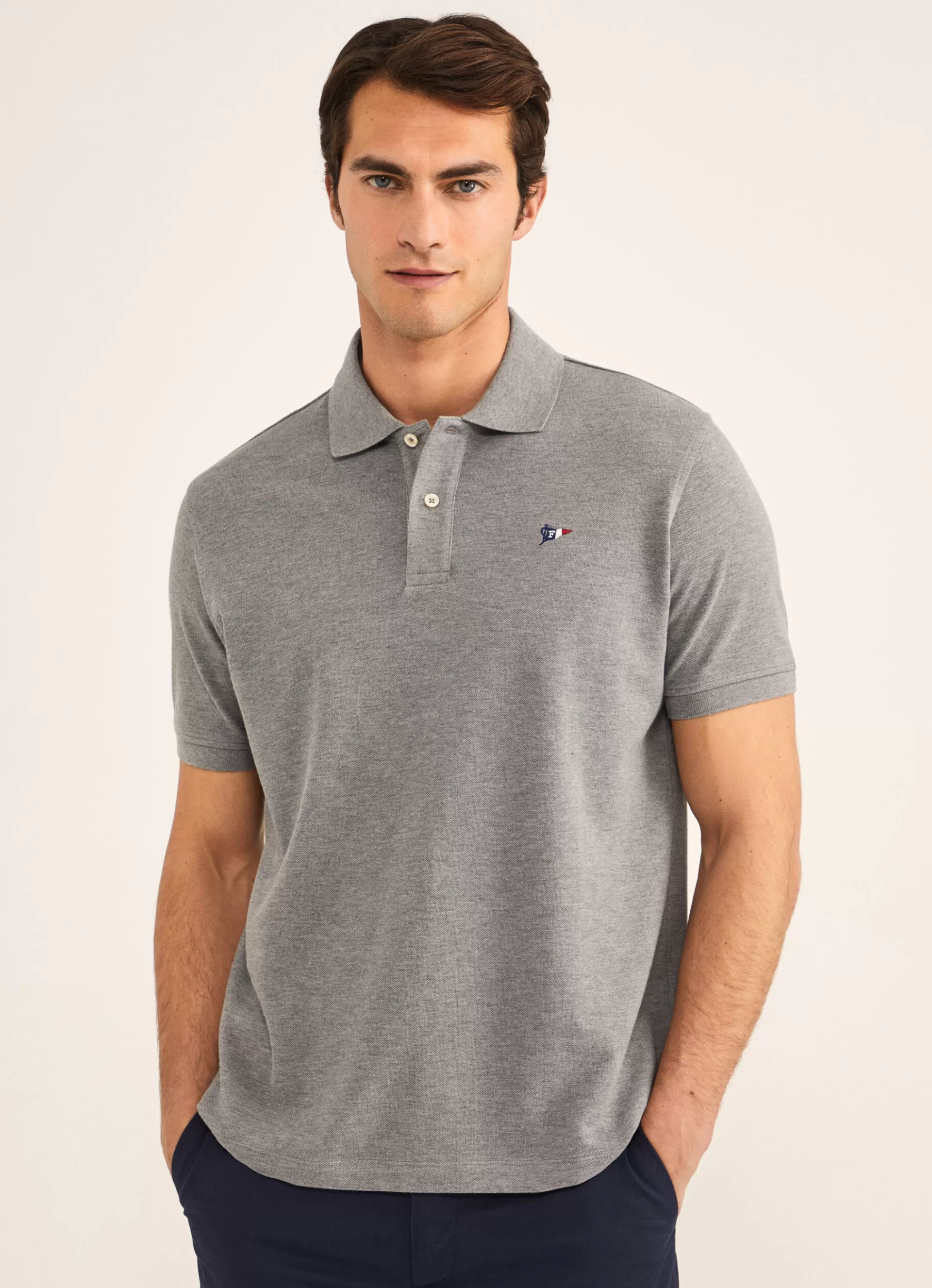 Polos>Façonnable Polo En Pique Light Grey Marl