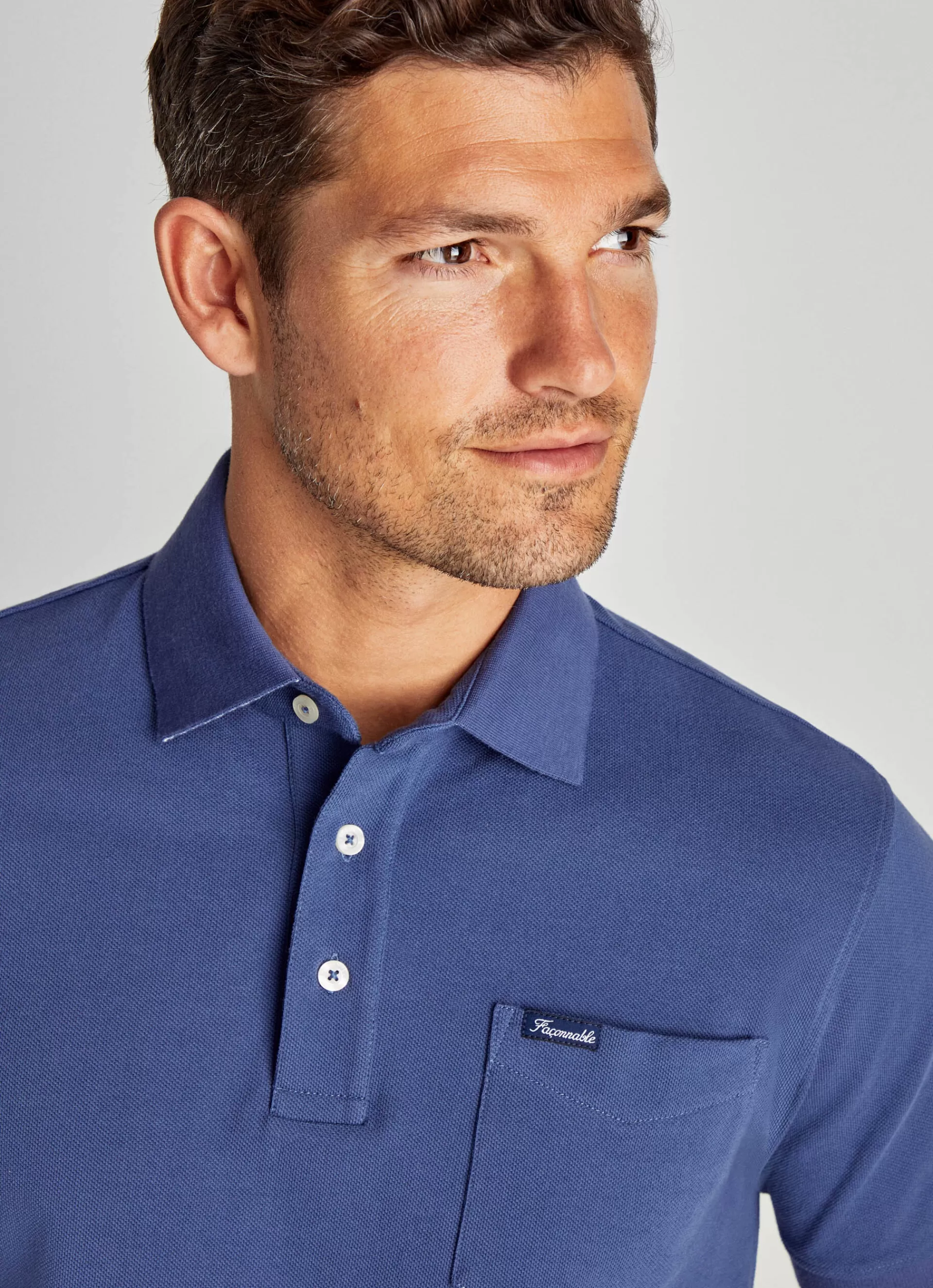Polos>Façonnable Polo En Pique Pop Blue