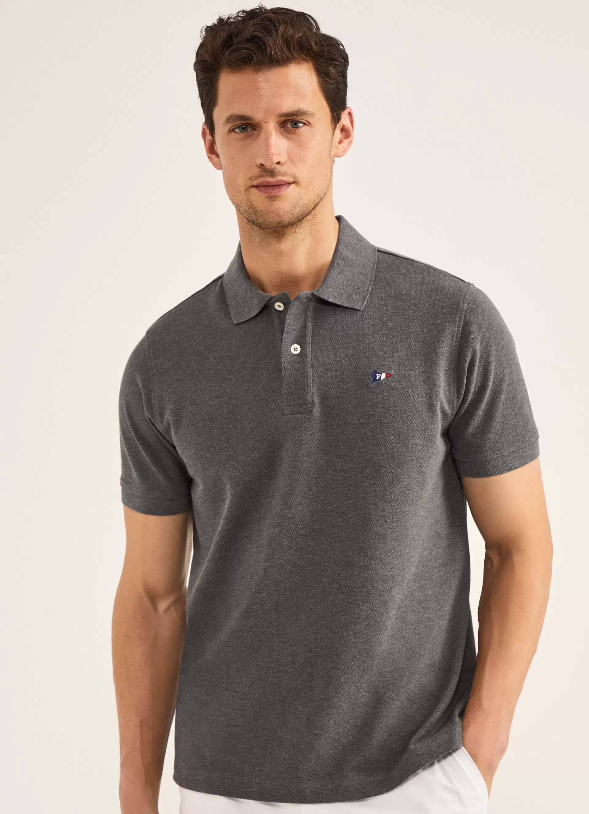 Polos>Façonnable Polo En Pique Grey Marl