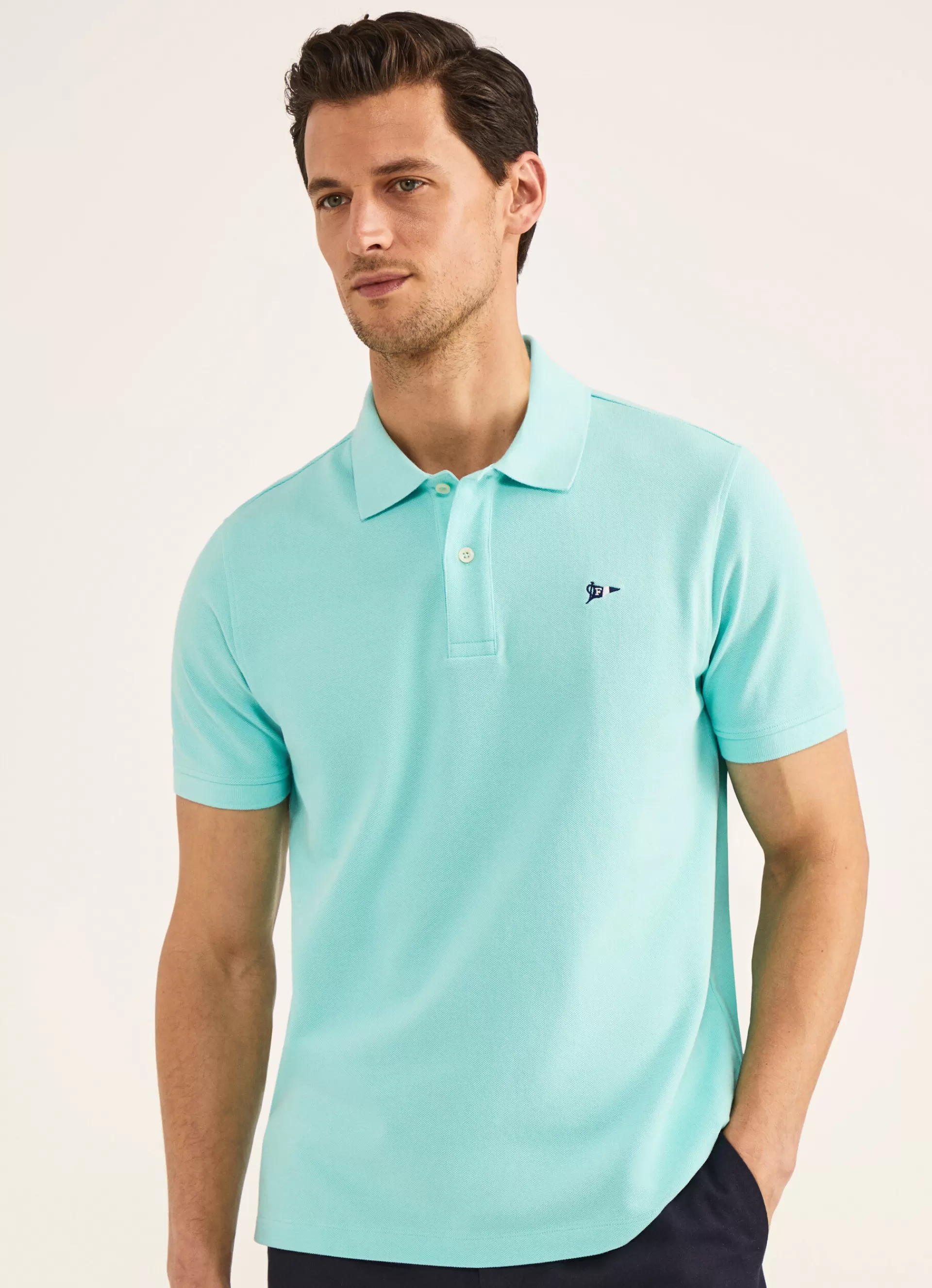 Polos>Façonnable Polo En Pique Aqua