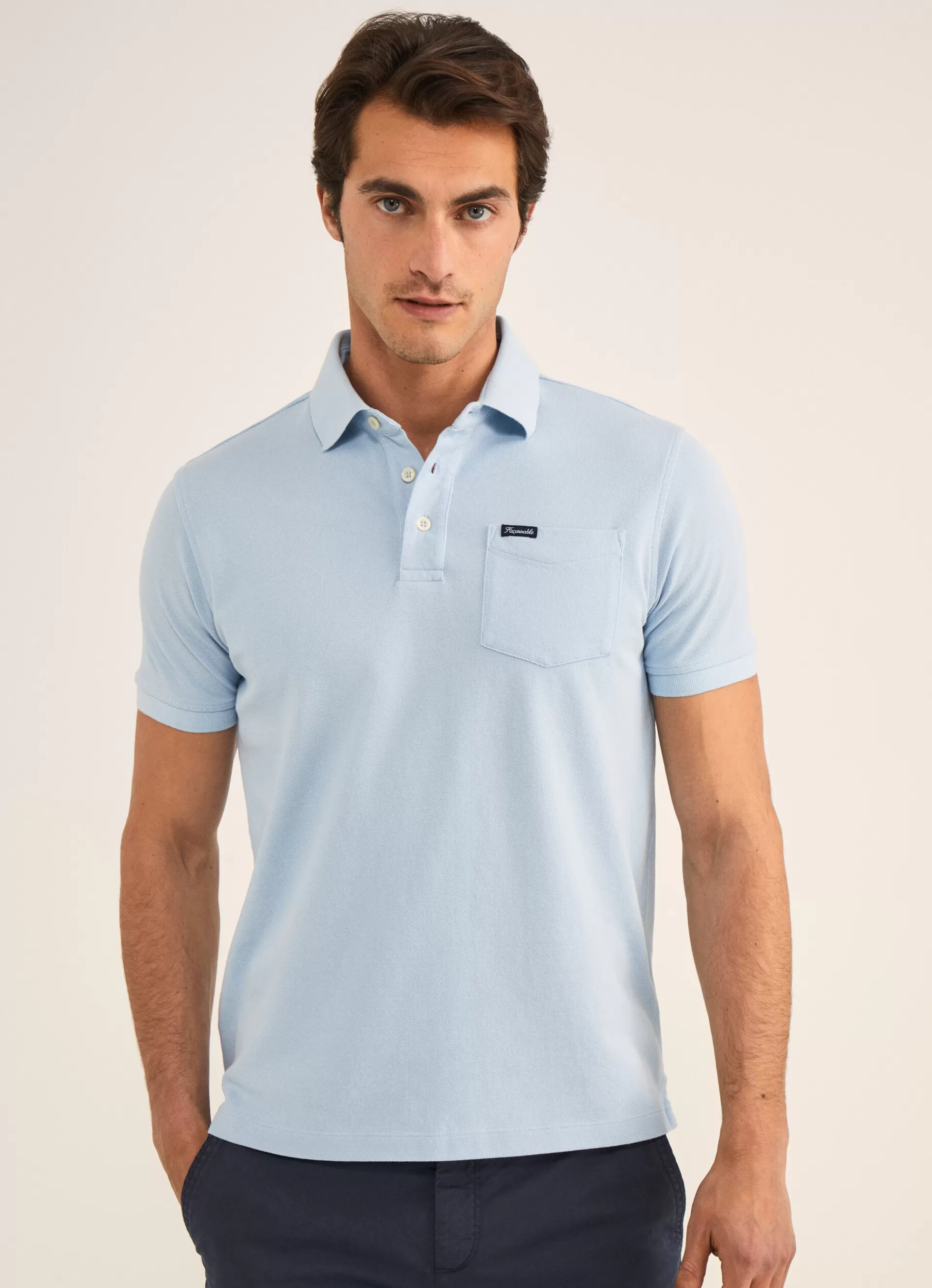 Polos>Façonnable Polo En Pique Horizon Blue