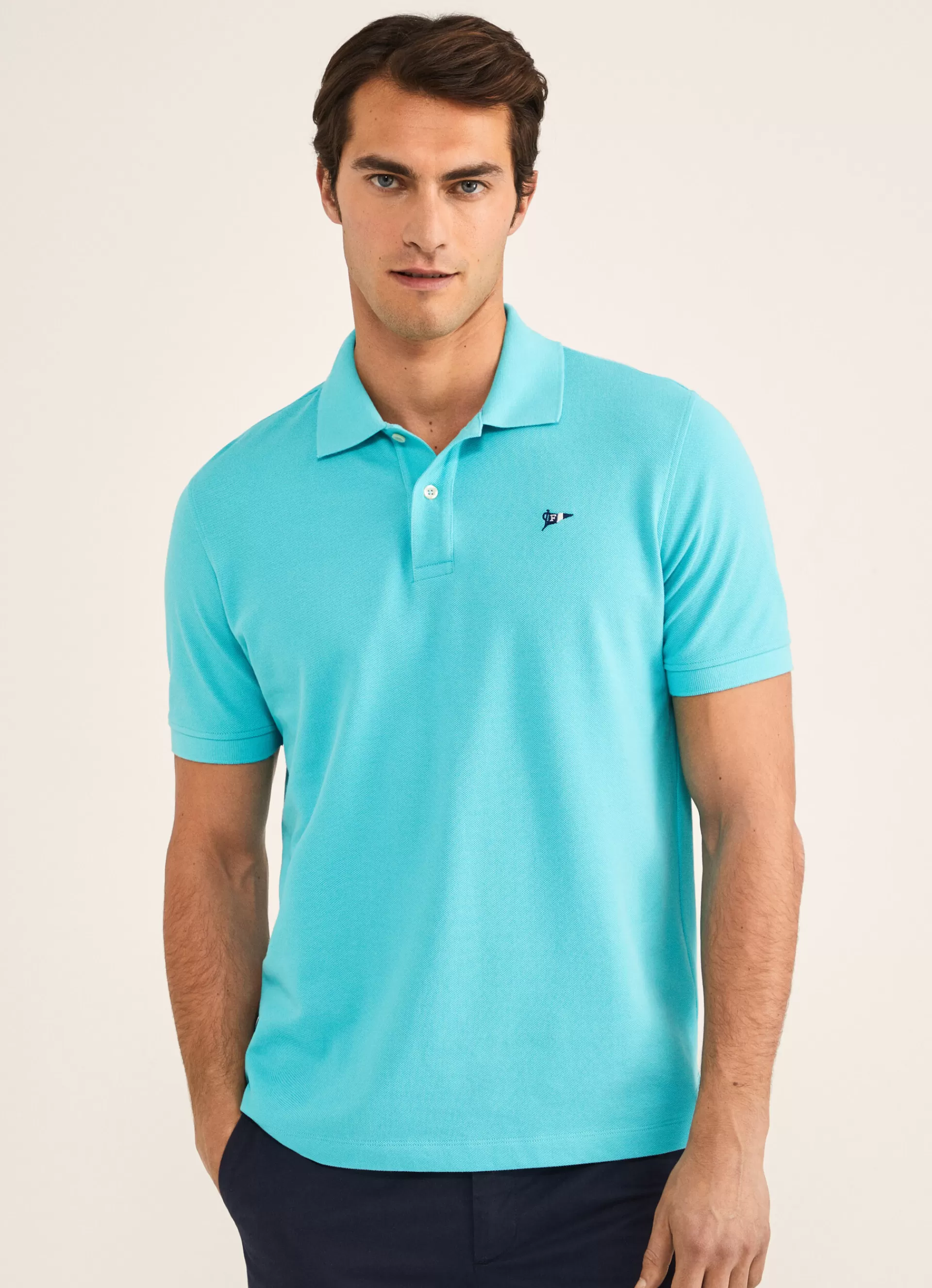 Polos>Façonnable Polo En Pique Turquoise