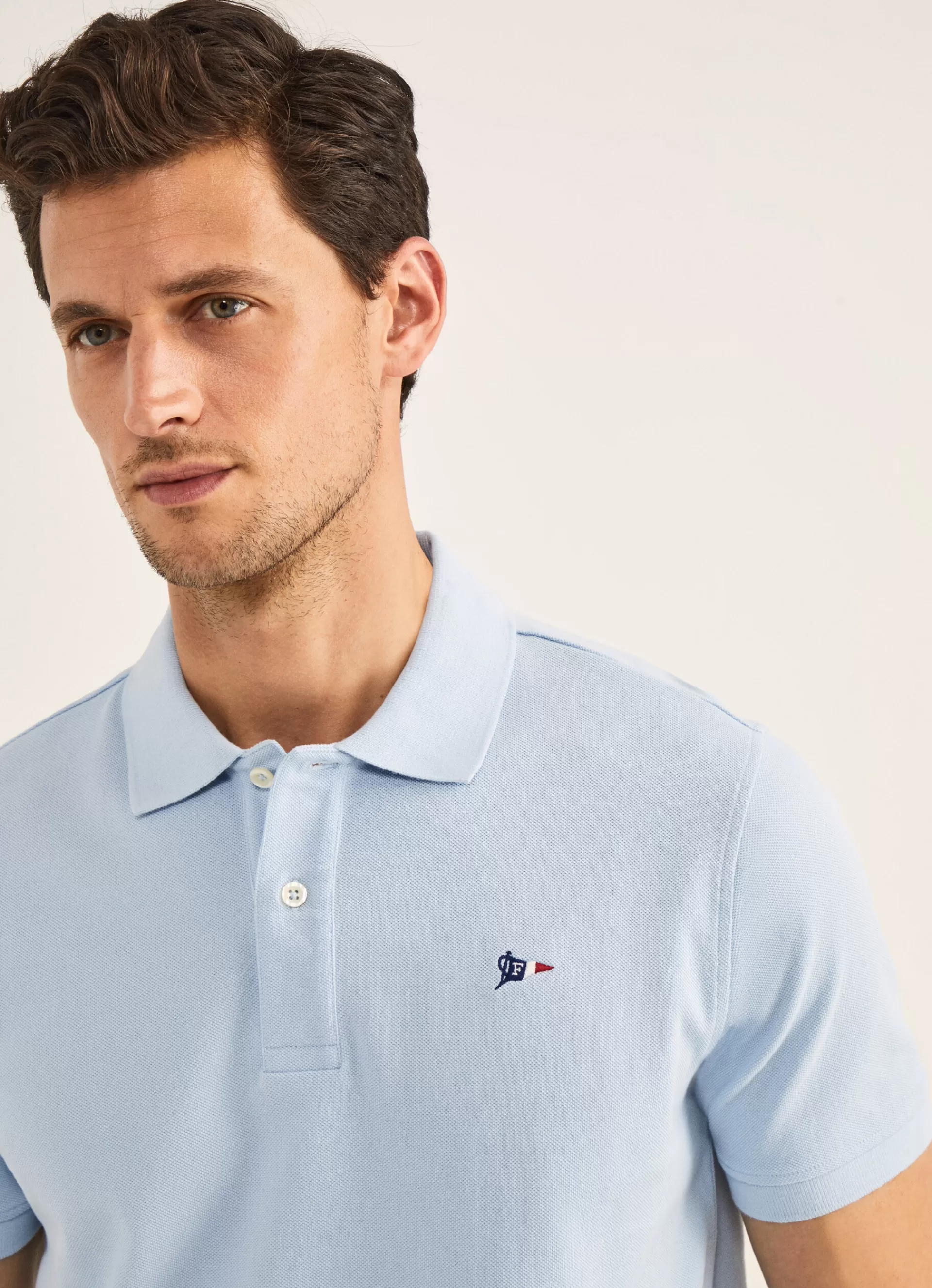 Polos>Façonnable Polo En Pique Horizon Blue