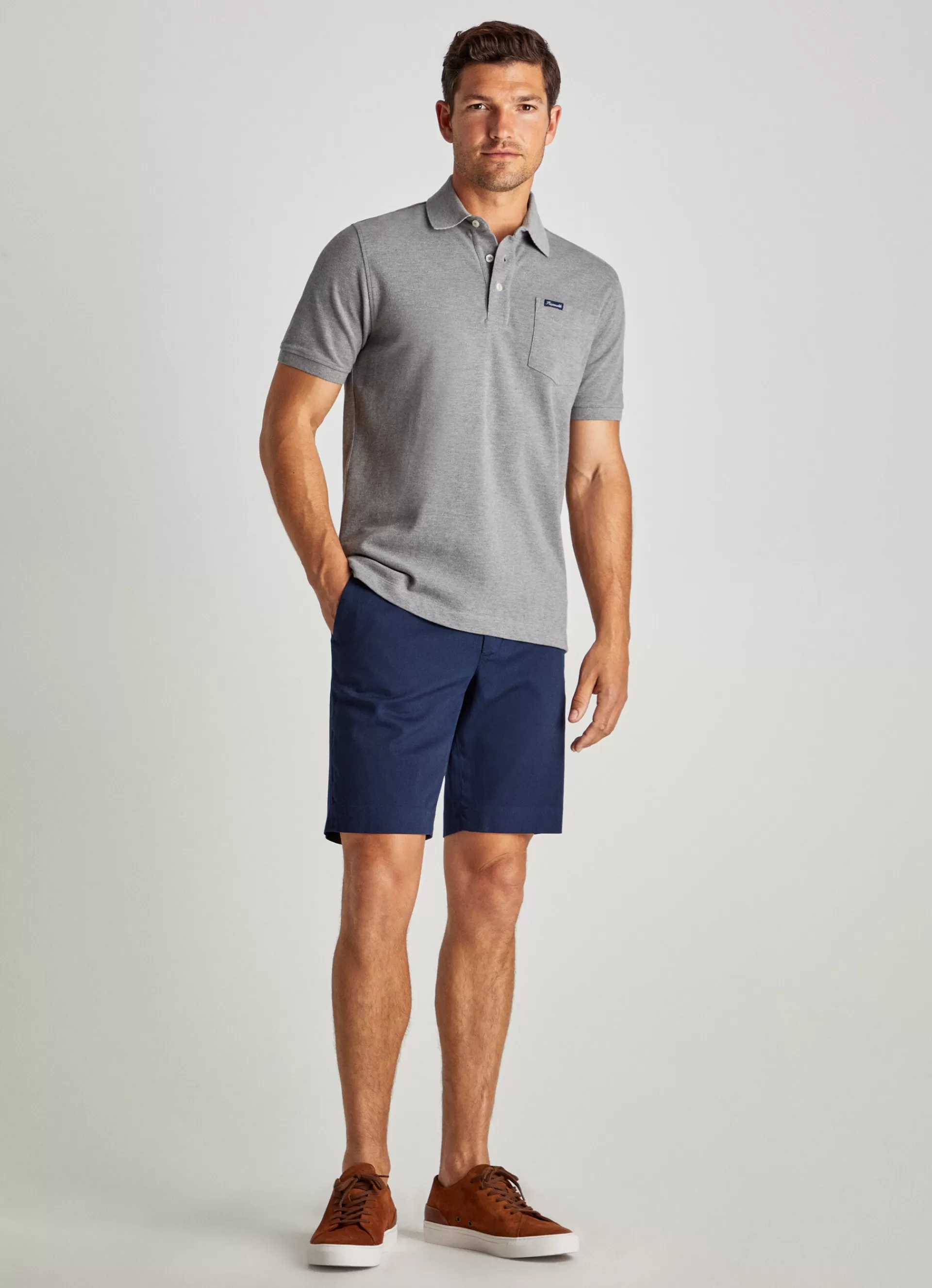 Polos>Façonnable Polo En Pique Light Grey Marl