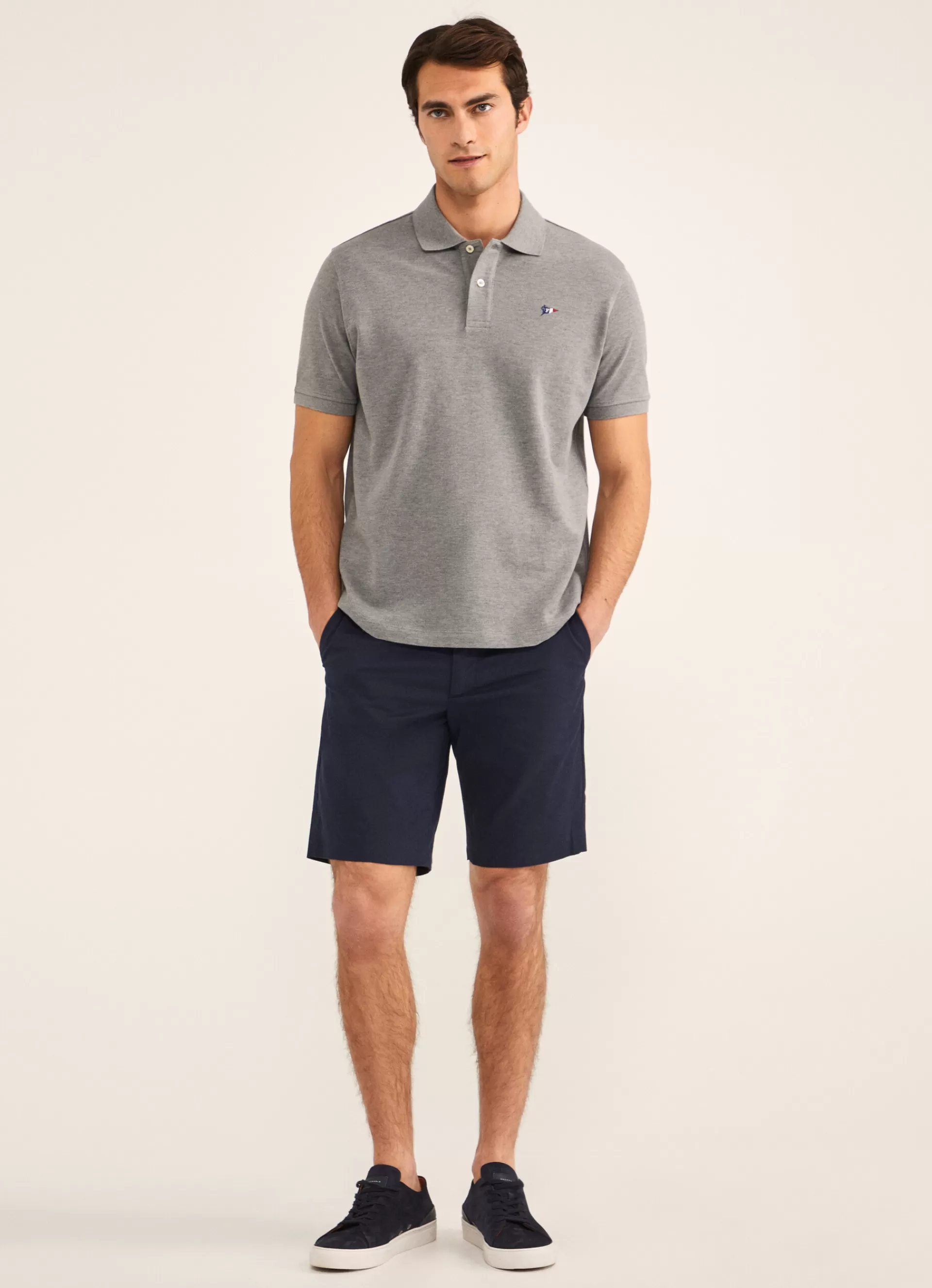 Polos>Façonnable Polo En Pique Light Grey Marl