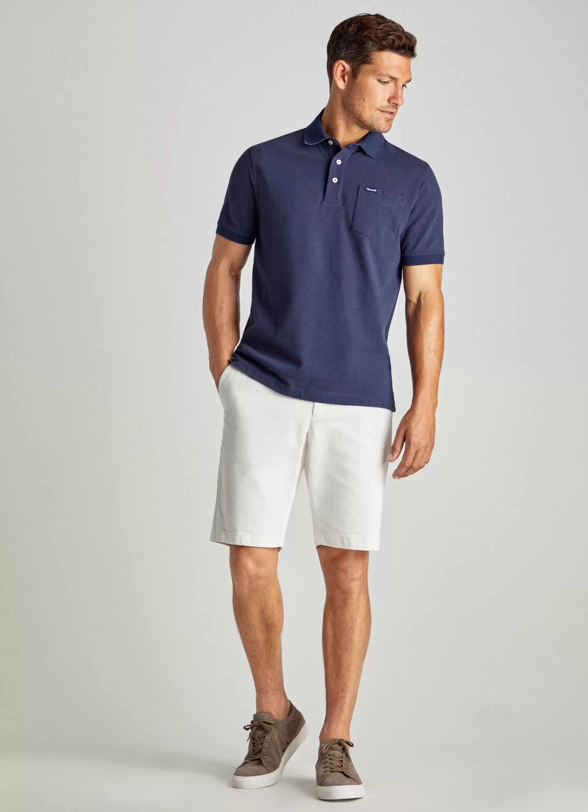 Polos>Façonnable Polo En Pique Marine