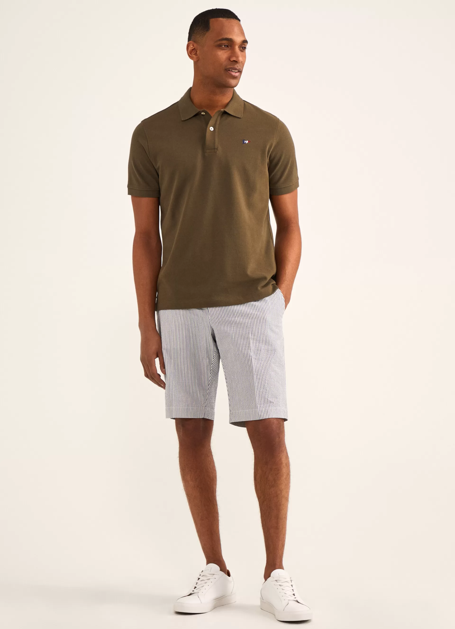 Polos>Façonnable Polo En Pique Khaki Green