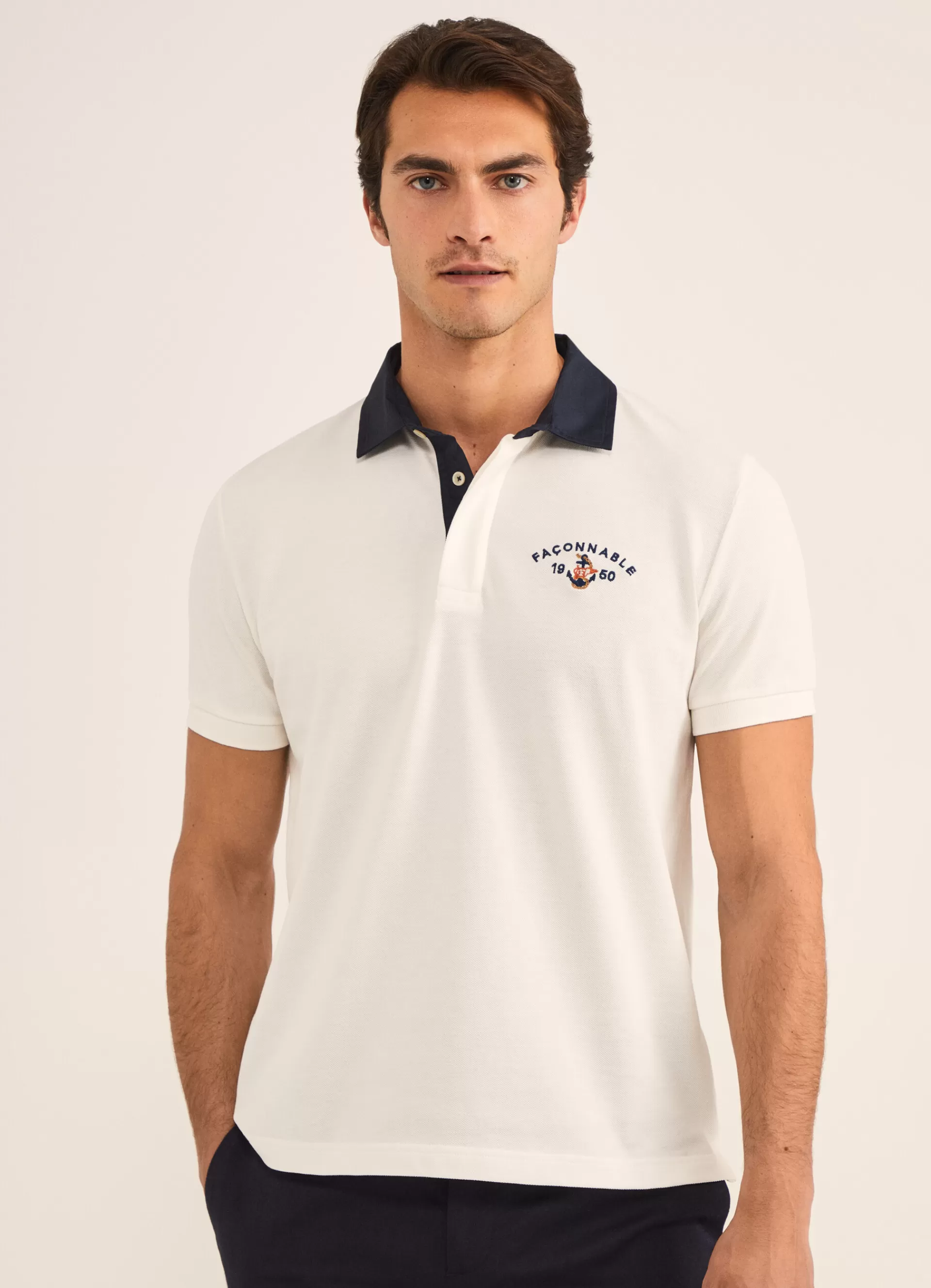 Polos>Façonnable Polo Marin Off White