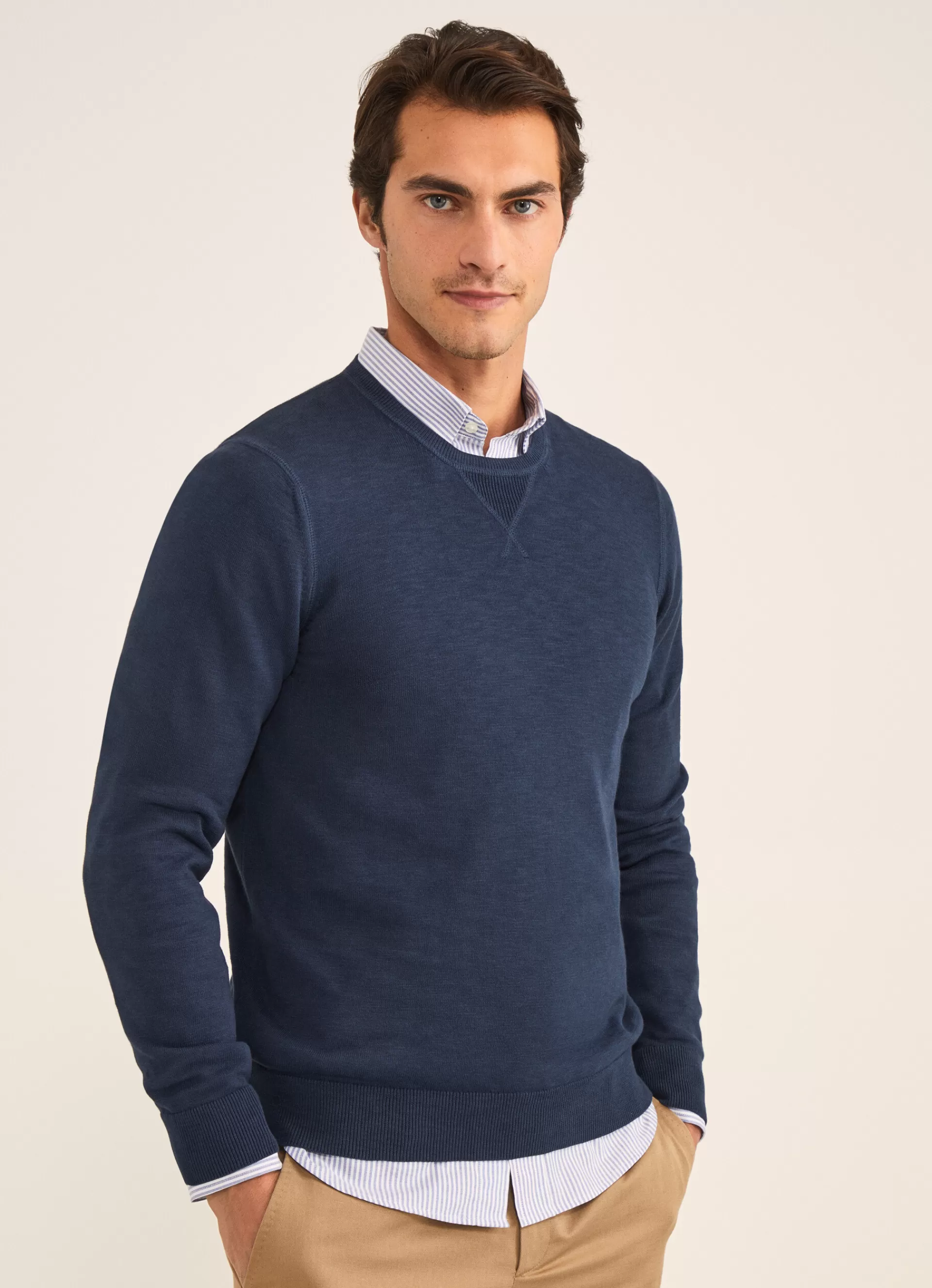 Pulls>Façonnable Pull A Col Rond Marine