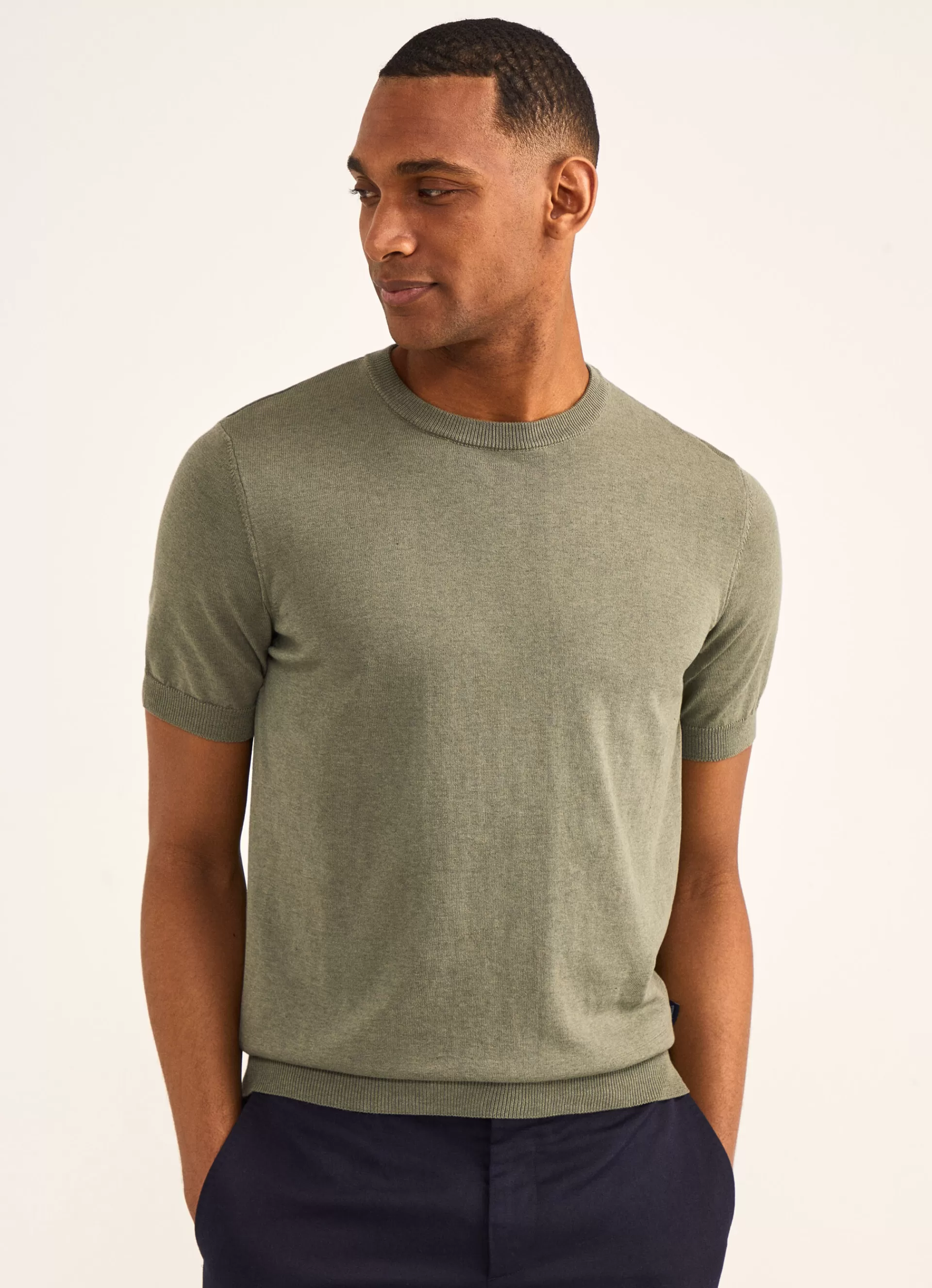 Pulls>Façonnable Pull A Manches Courtes Khaki Green