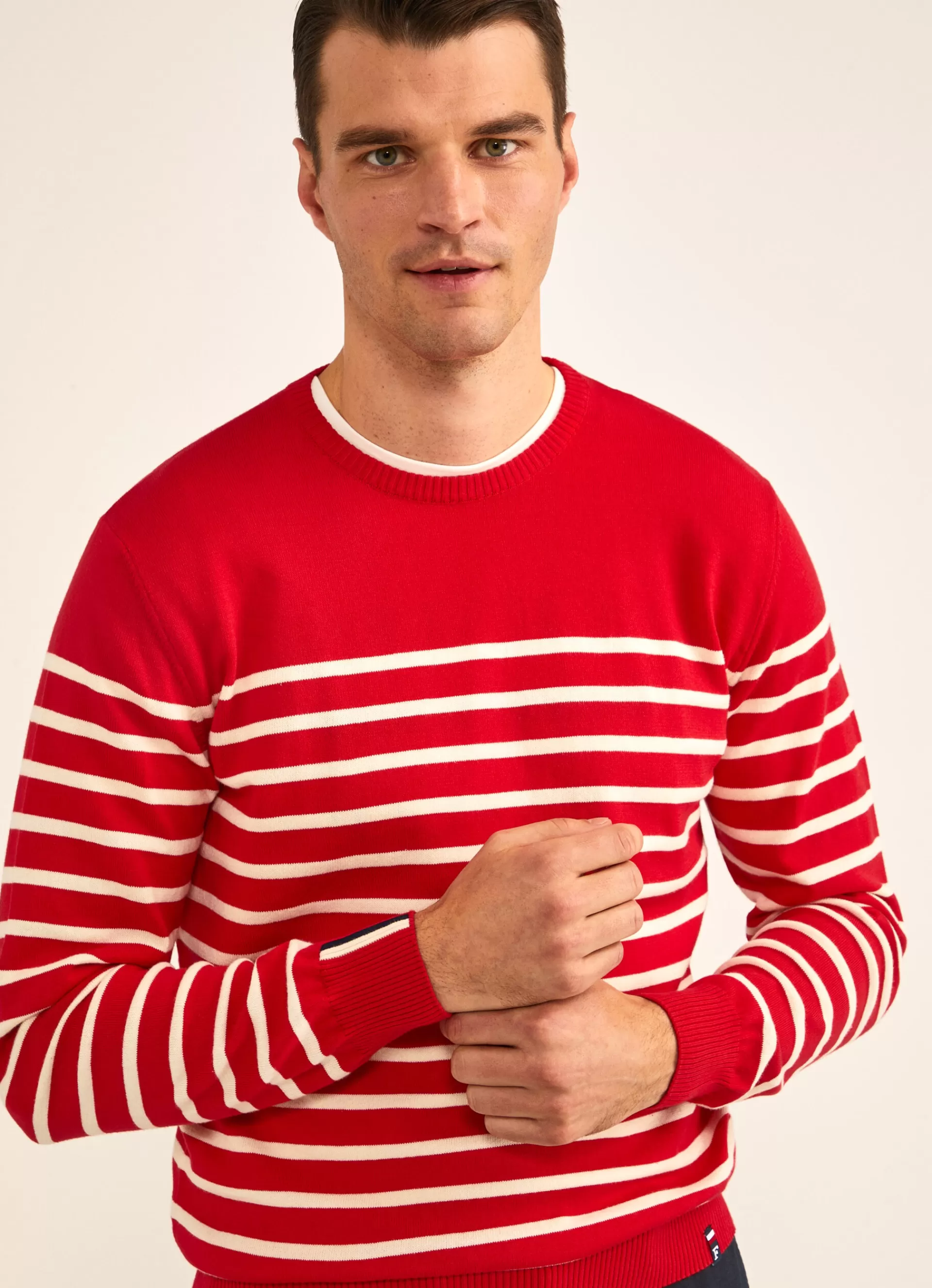 Pulls>Façonnable Pull A Rayures En Intarsia Mars Red