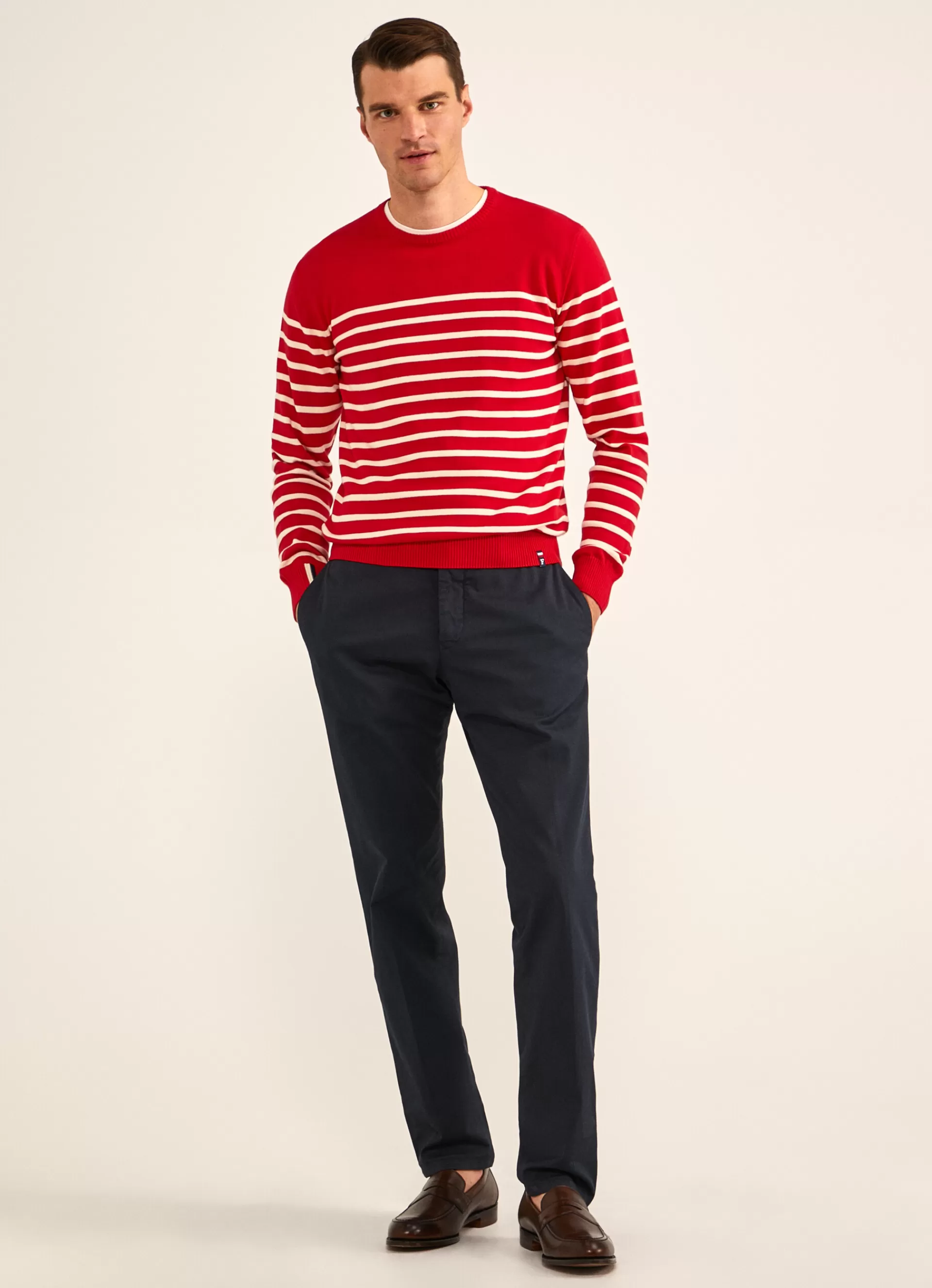 Pulls>Façonnable Pull A Rayures En Intarsia Mars Red