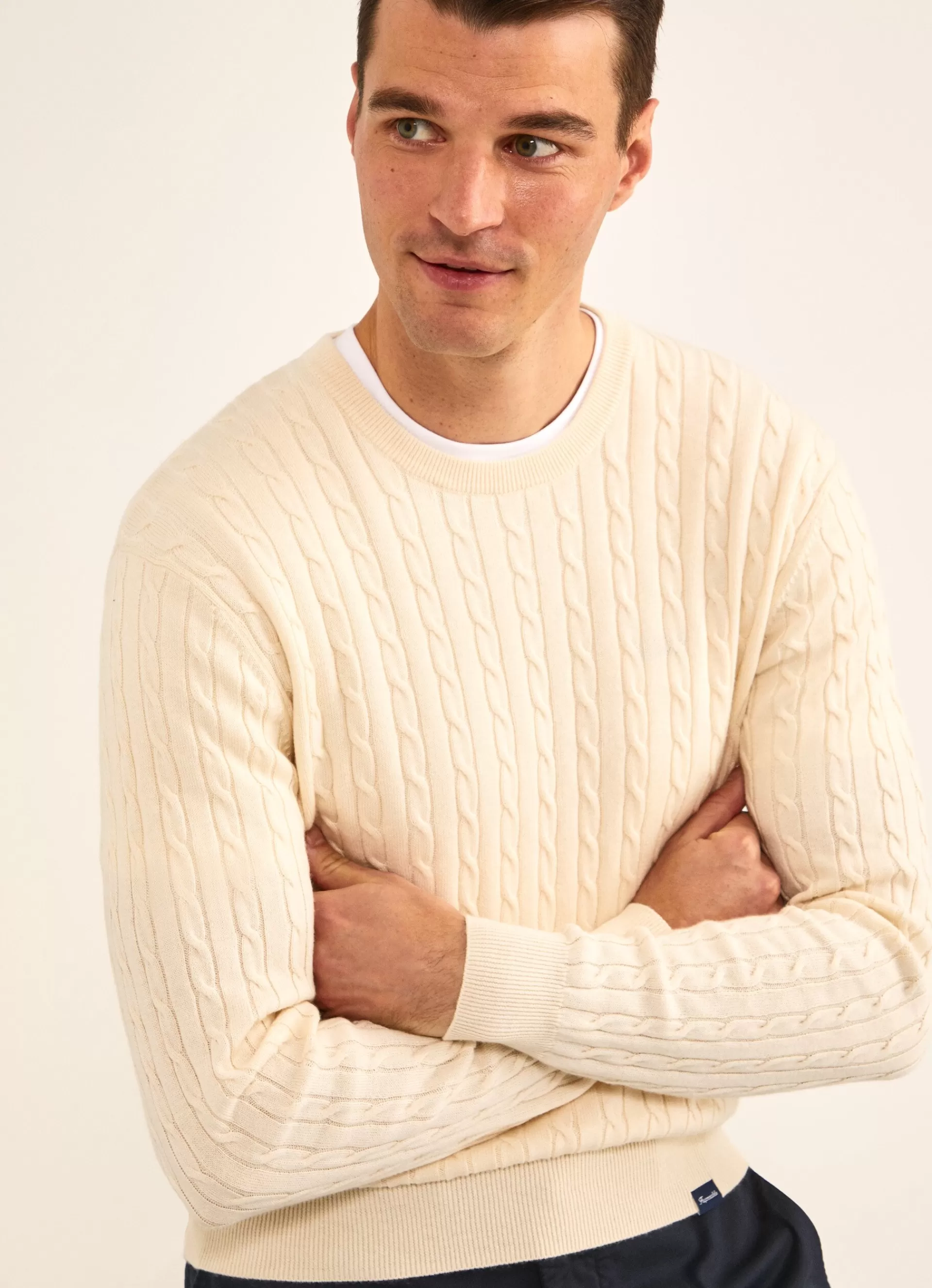 Pulls>Façonnable Pull Col Rond En Coton Off White