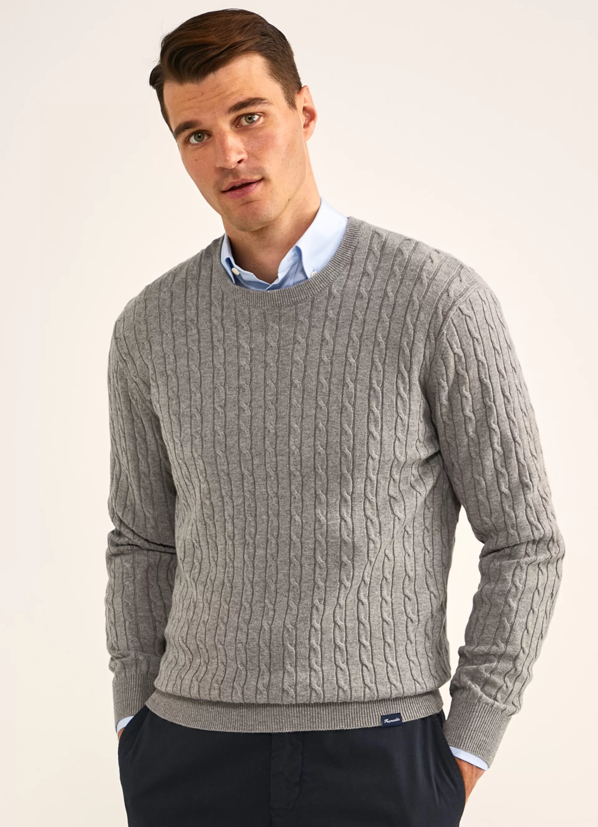 Pulls>Façonnable Pull Col Rond En Coton Light Grey Marl