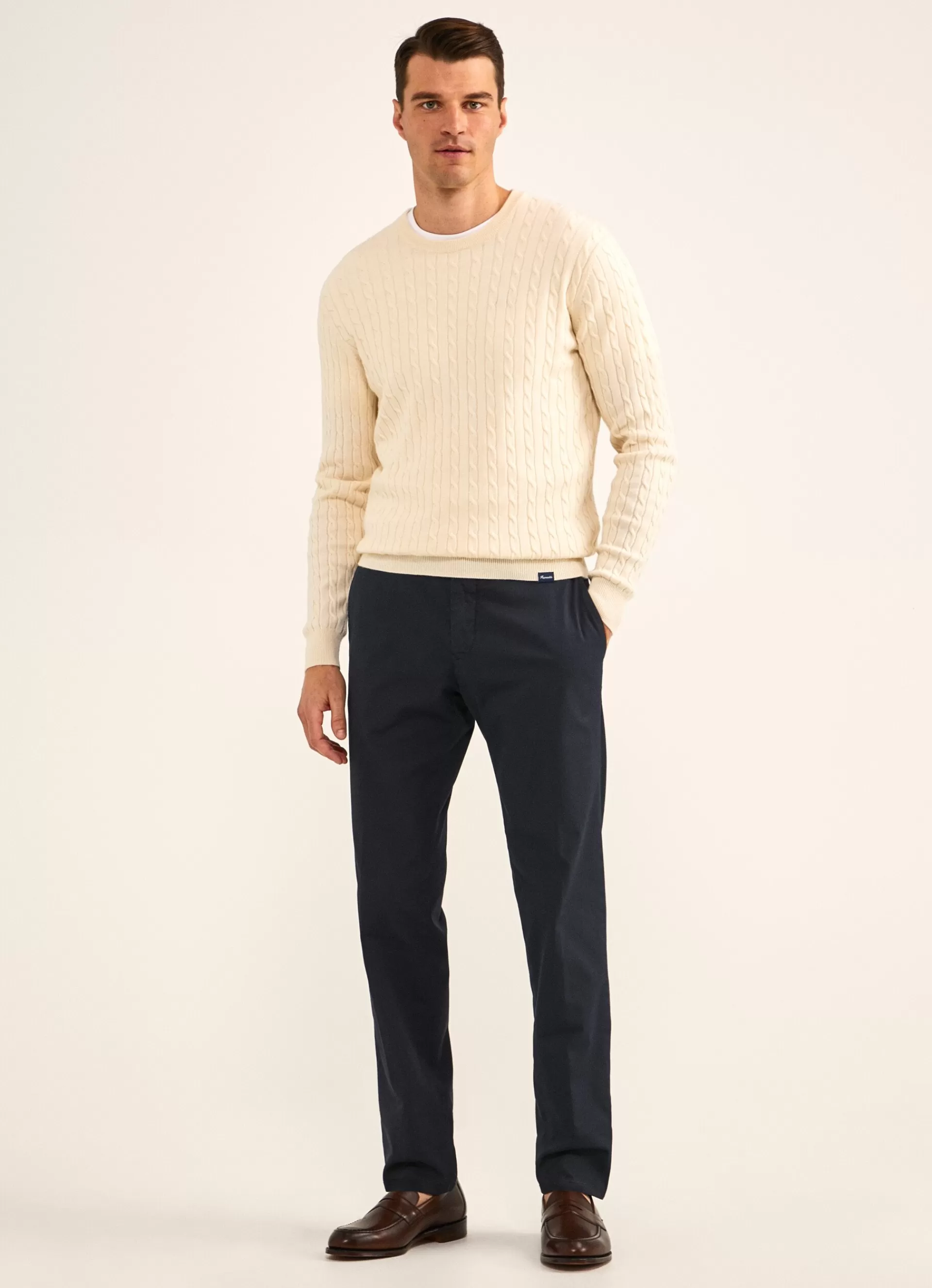 Pulls>Façonnable Pull Col Rond En Coton Off White