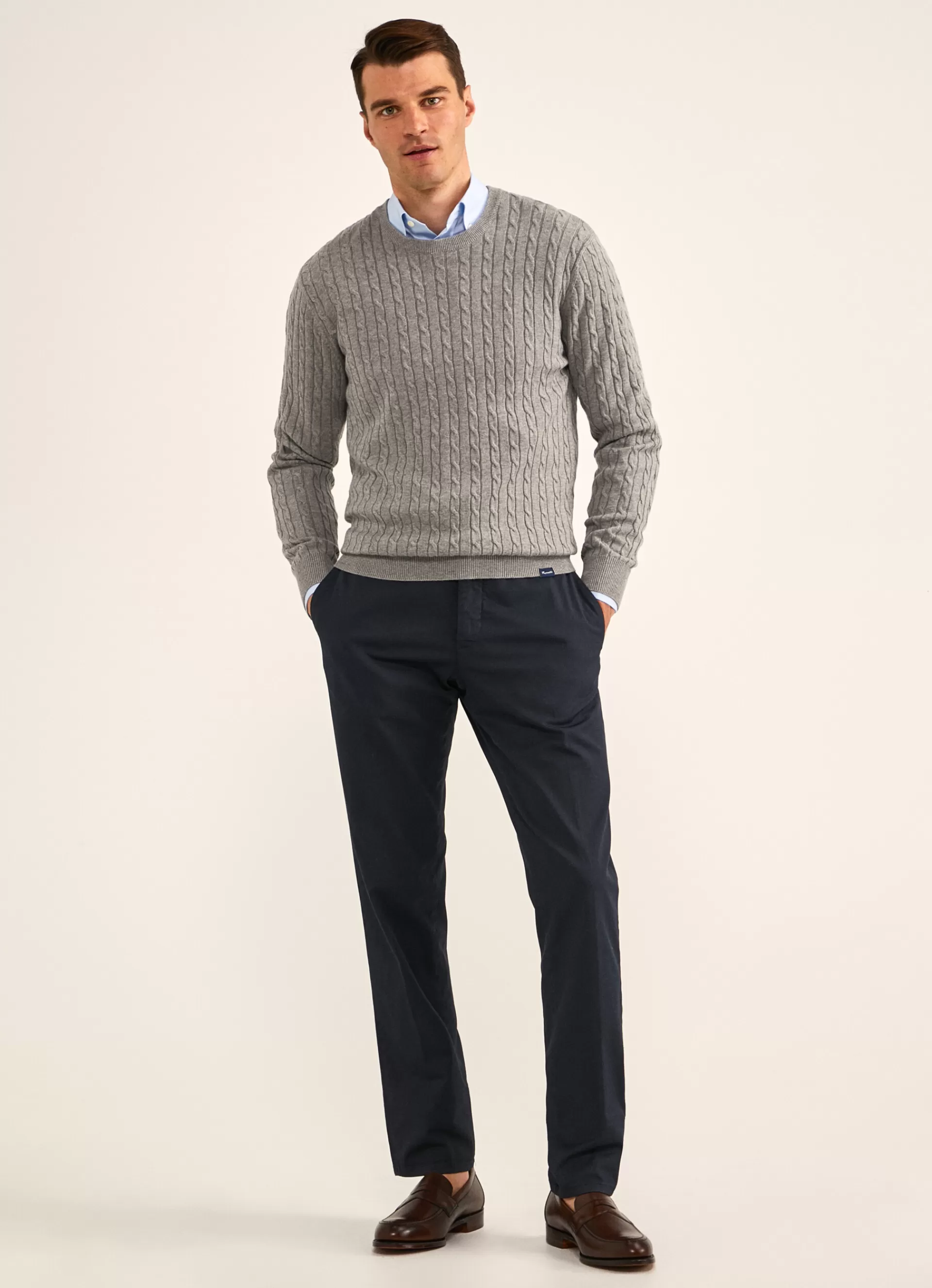 Pulls>Façonnable Pull Col Rond En Coton Light Grey Marl