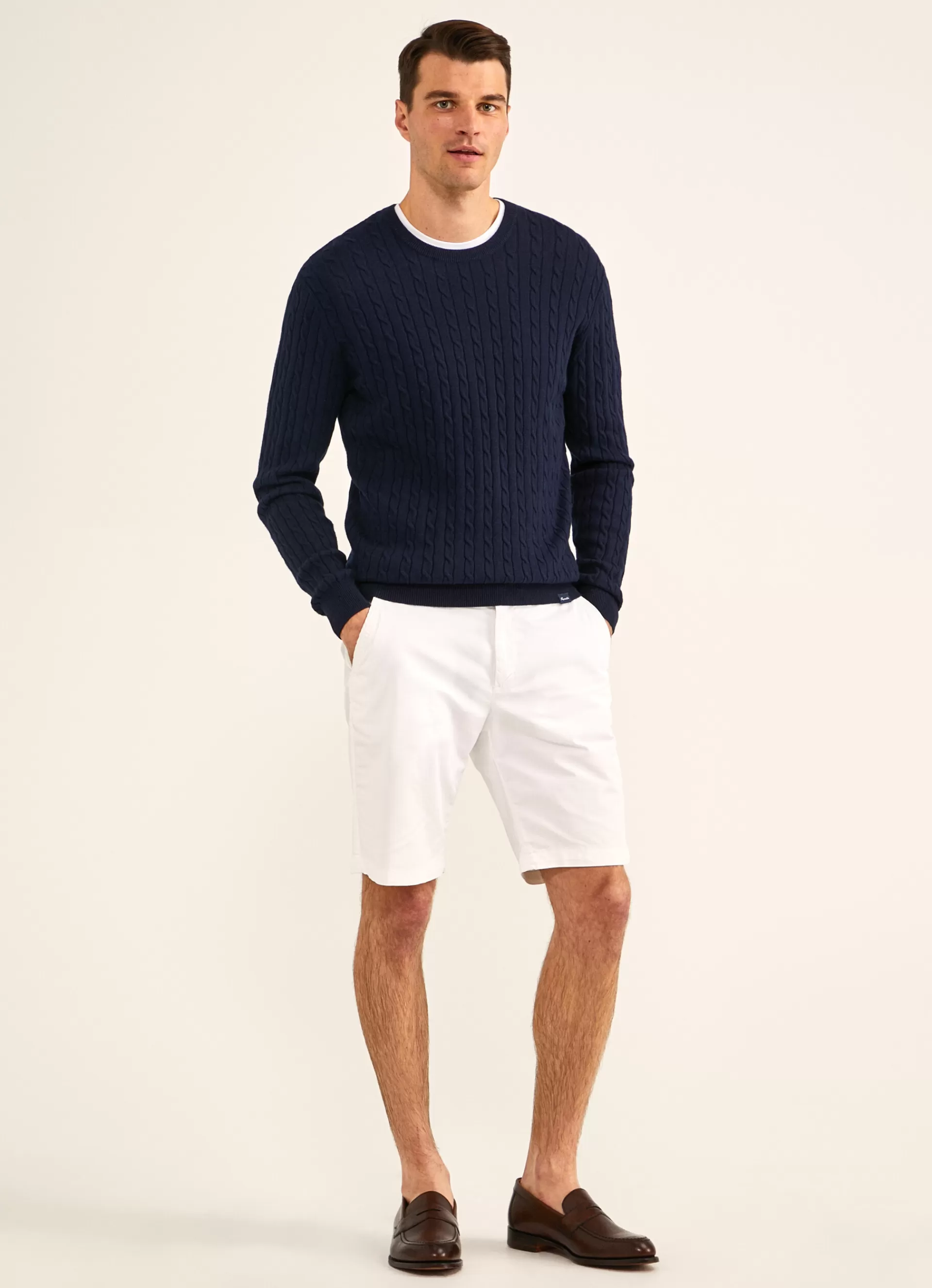 Pulls>Façonnable Pull Col Rond En Coton Marine