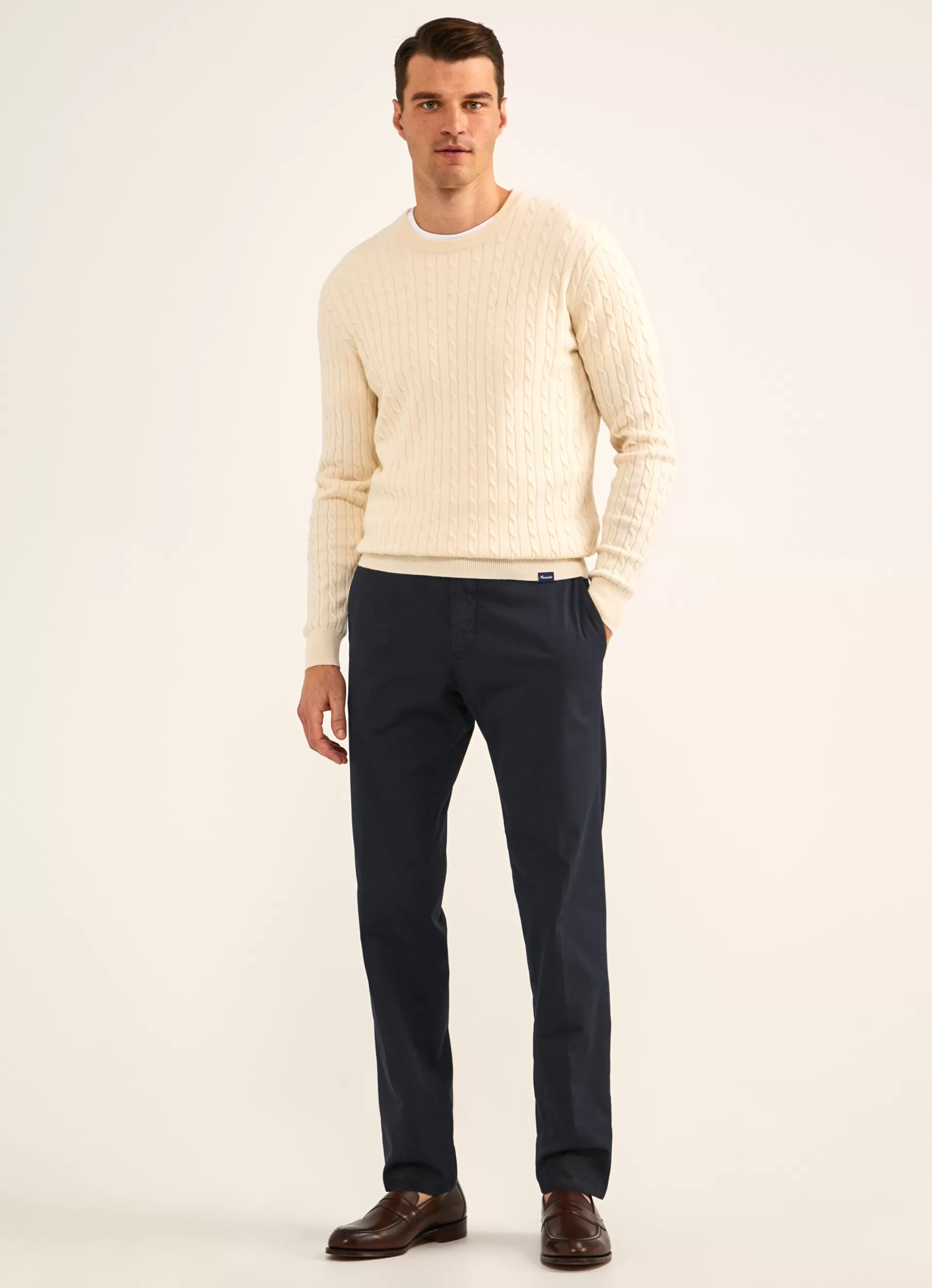 Pulls>Façonnable Pull Col Rond En Coton Off White