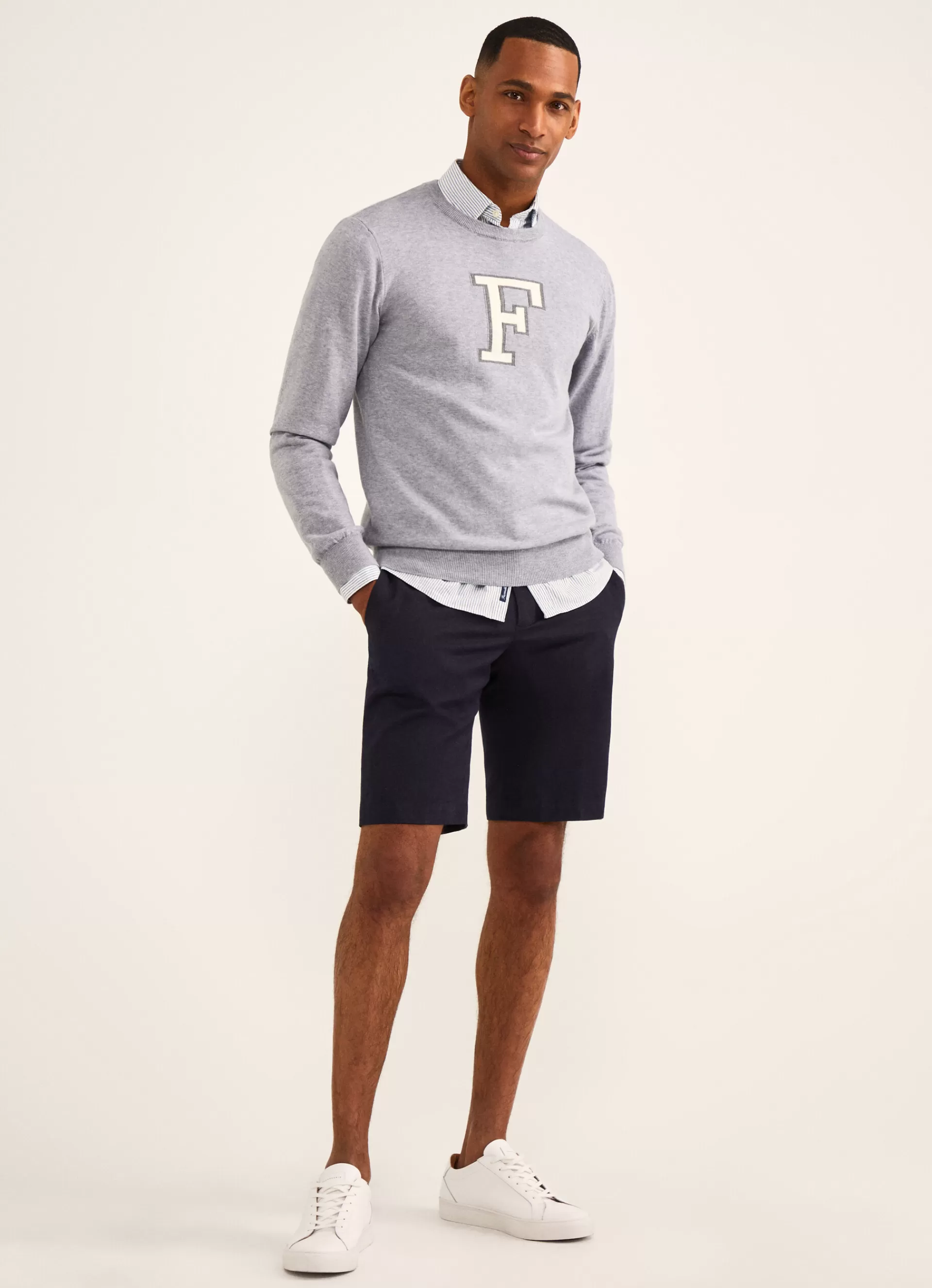 Pulls>Façonnable Pull En Intarsia Light Grey Marl