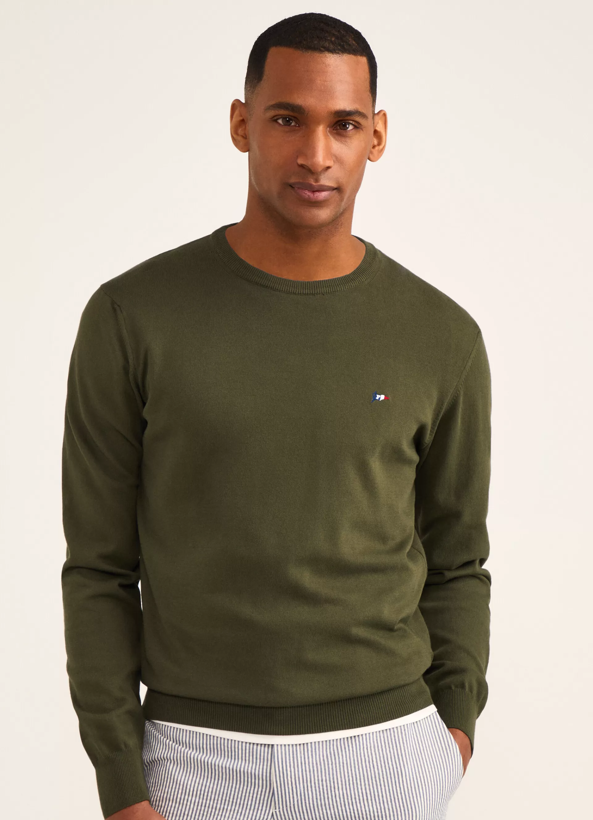 Pulls>Façonnable Pull En Maille De Coton Khaki Green
